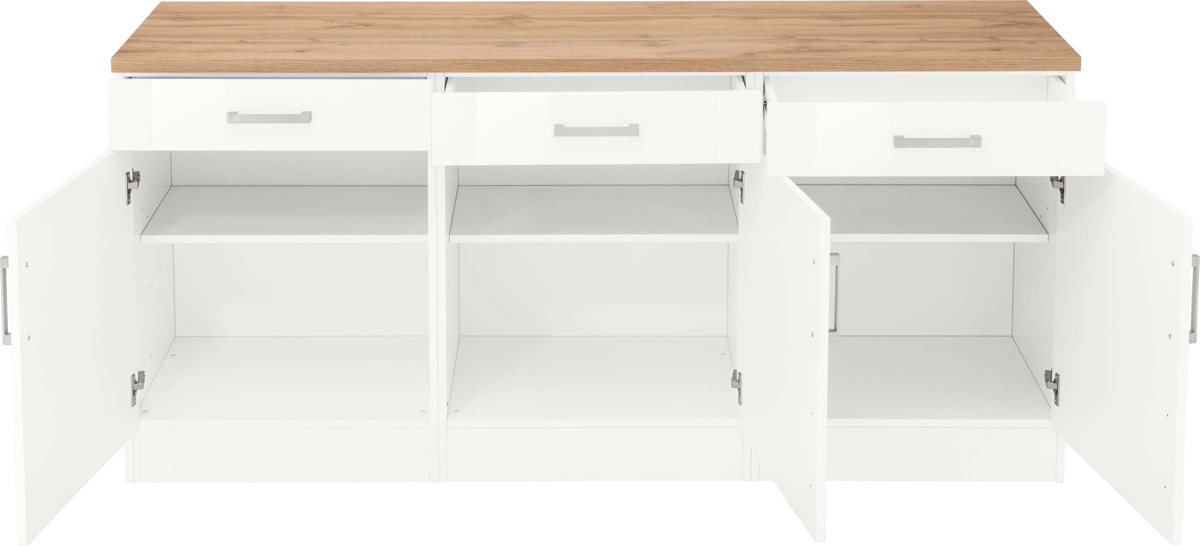 KOCHSTATION Unterschrank »KS-Tinnum« 180 cm breit, Metallgriffe, MDF Fronten, 3 Schubkästen, 3 Türen