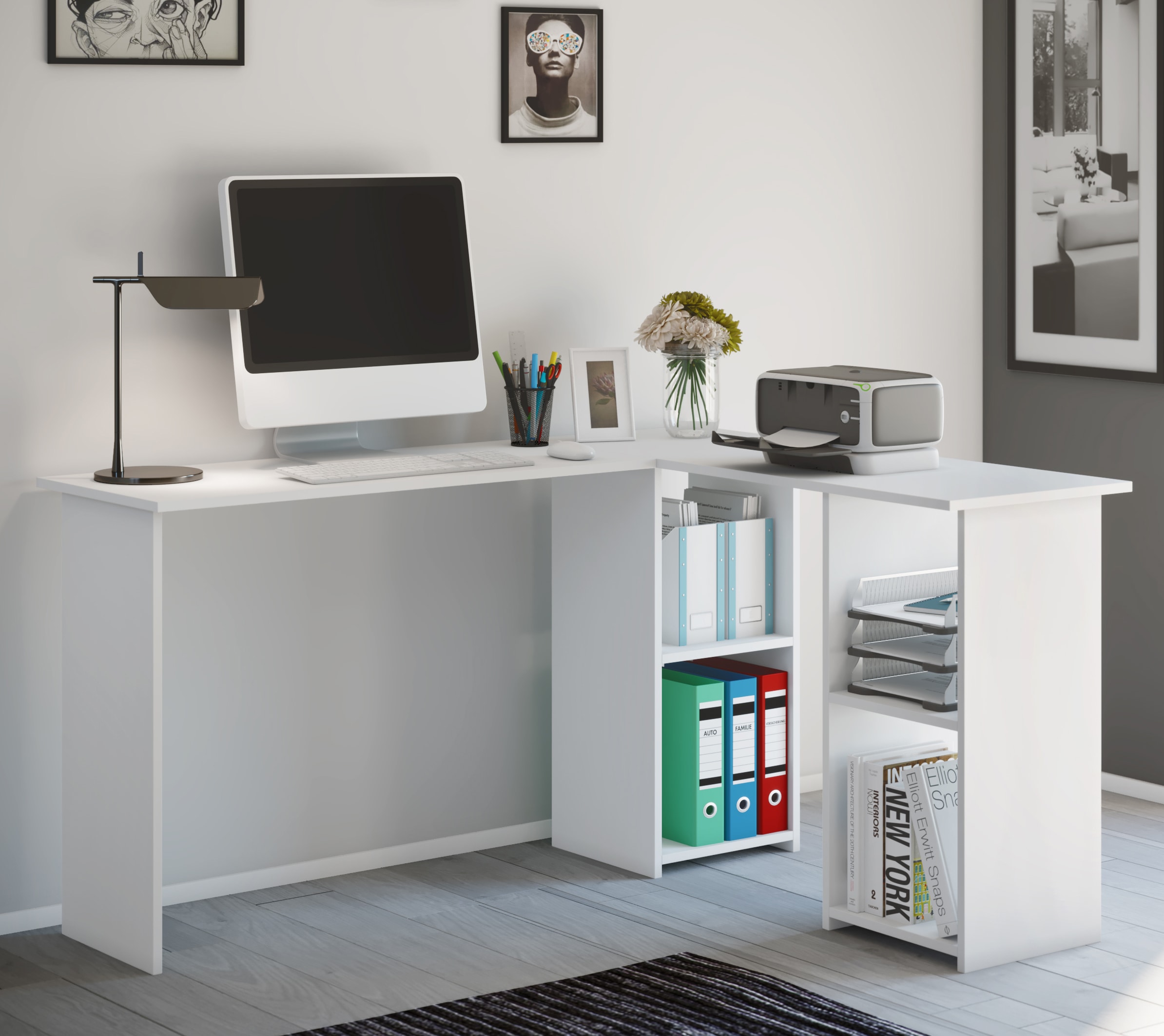 VCM Schreibtisch »Holz Eckschreibtisch Schreibtisch Bürotisch Lusias«