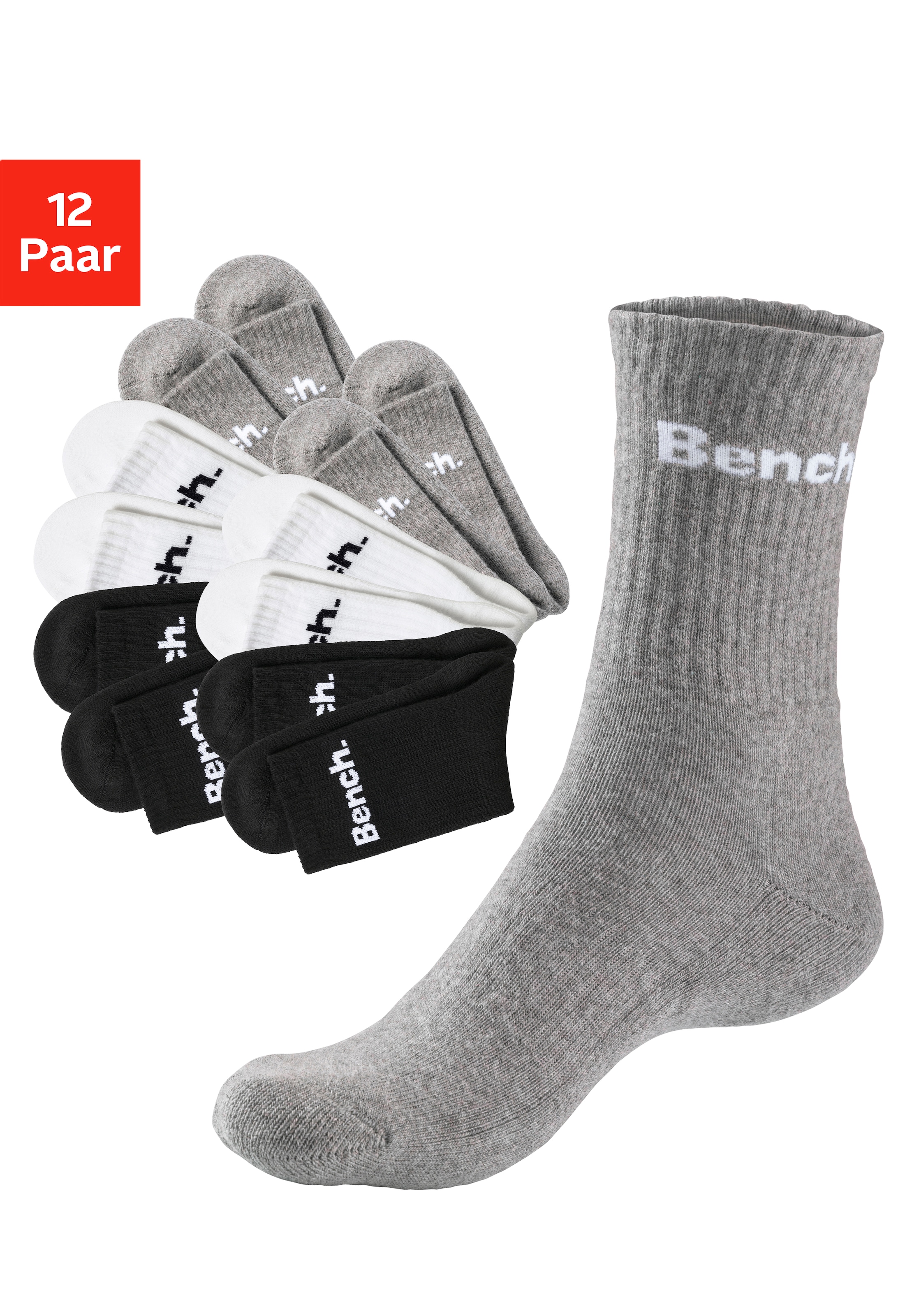 Bench. Tennissocken, (Set, 12 Paar), mit Fuß Polsterung