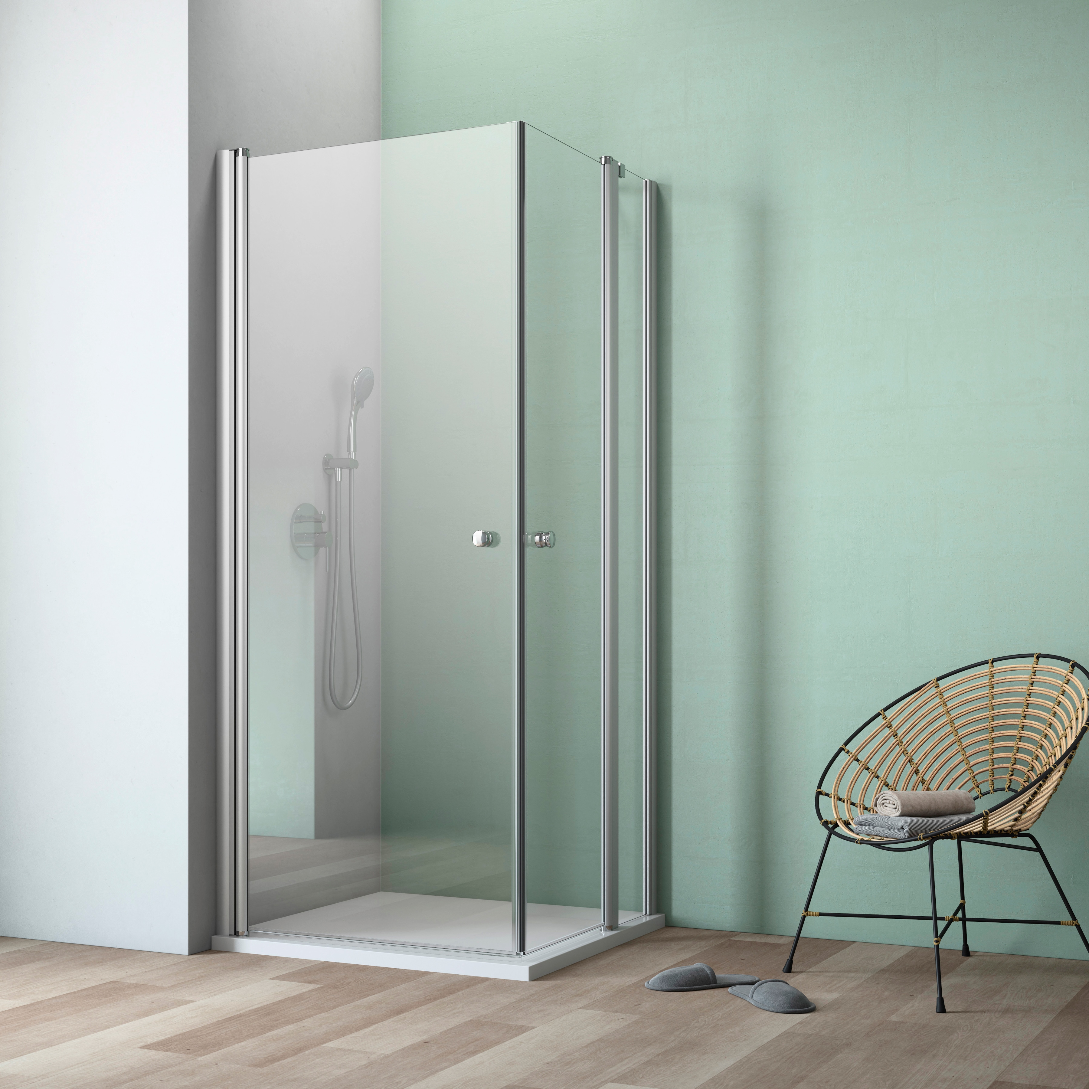 Maw By Geo Eckdusche »A-E120« ebenerdiger Einbau möglich in silberfarben, Größe B/H/T: 90 cm x 202,2 cm x 90 cm