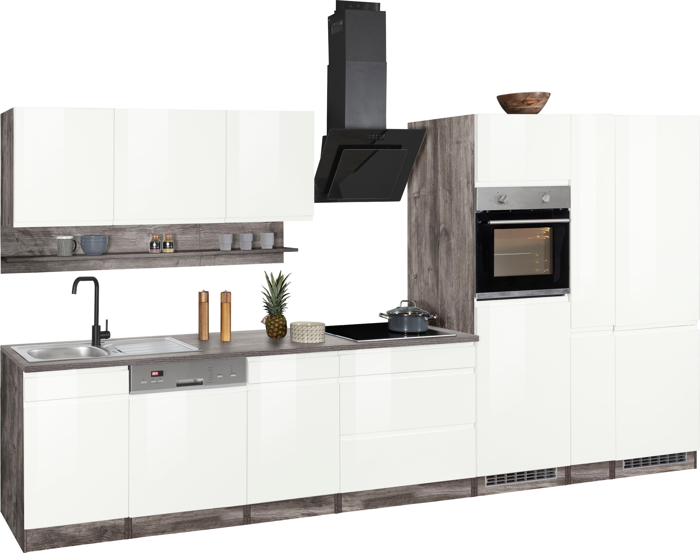 KOCHSTATION Küchenzeile »KS-Virginia« Breite 390 cm, ohne E-Geräte