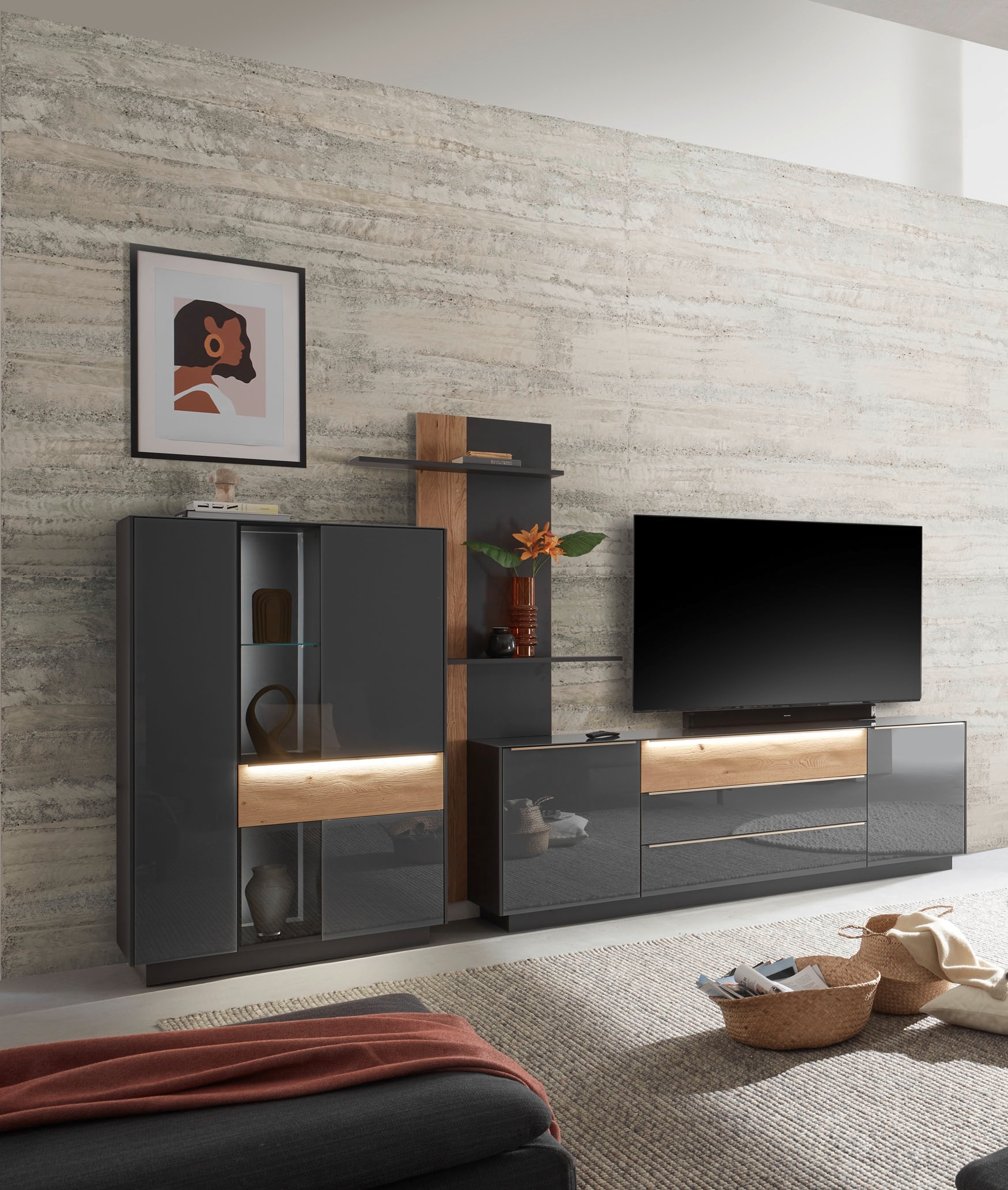 Mäusbacher Highboard »Nova« Highboard, BHT 96/151/42 cm, inkl. Griffbeleuchtung, Türdämpfung