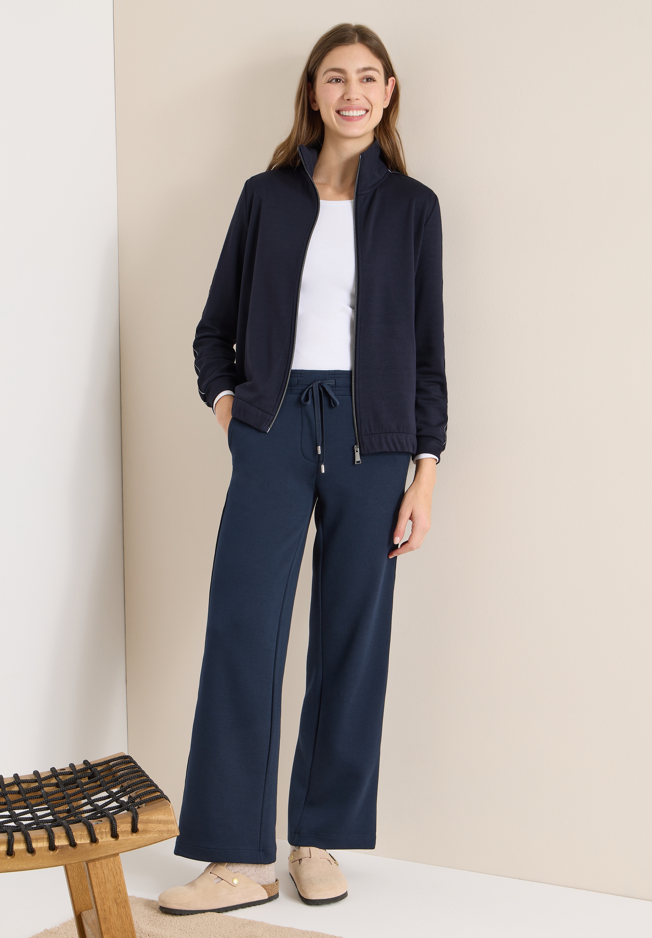 Cecil Sweatjacke Langarm mit Tape-Details und Bündchen