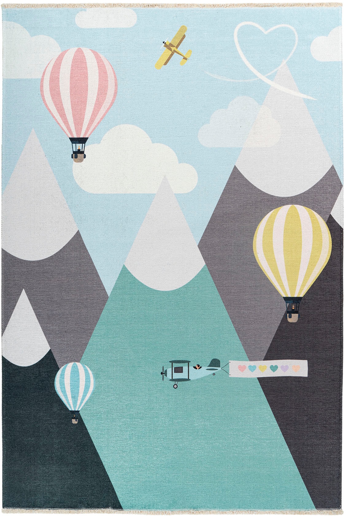 Obsession Kinderteppich »My Greta 605« rechteckig 6 mm Höhe Kurzflor, Motiv Berge, mit Fransen, Kinderzimmer