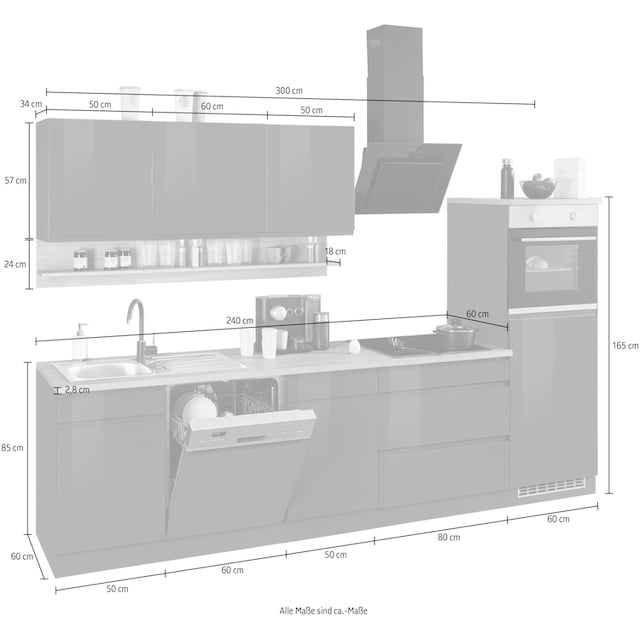 HELD MÖBEL Küche »Virginia«, Breite 300 cm, mit E-Geräten online bei OTTO
