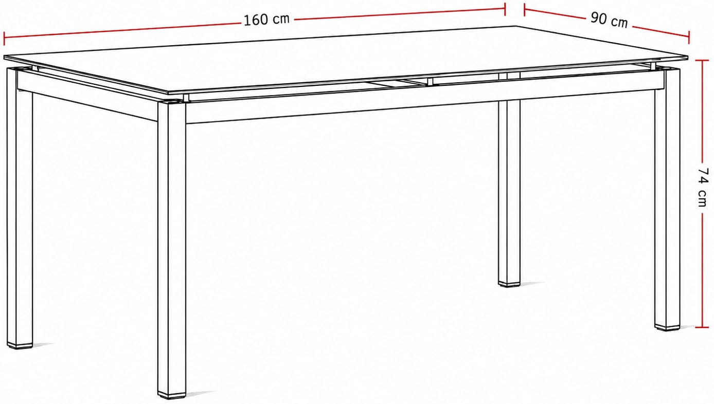 Destiny Garten-Essgruppe »MODENA CREMONA 4 Se + Tisch 160x90cm, grau/anthr.« Set, 5 Stk. tlg. Aluminium, Olefin, Tischplatte: Glas mit Keramiküberzug