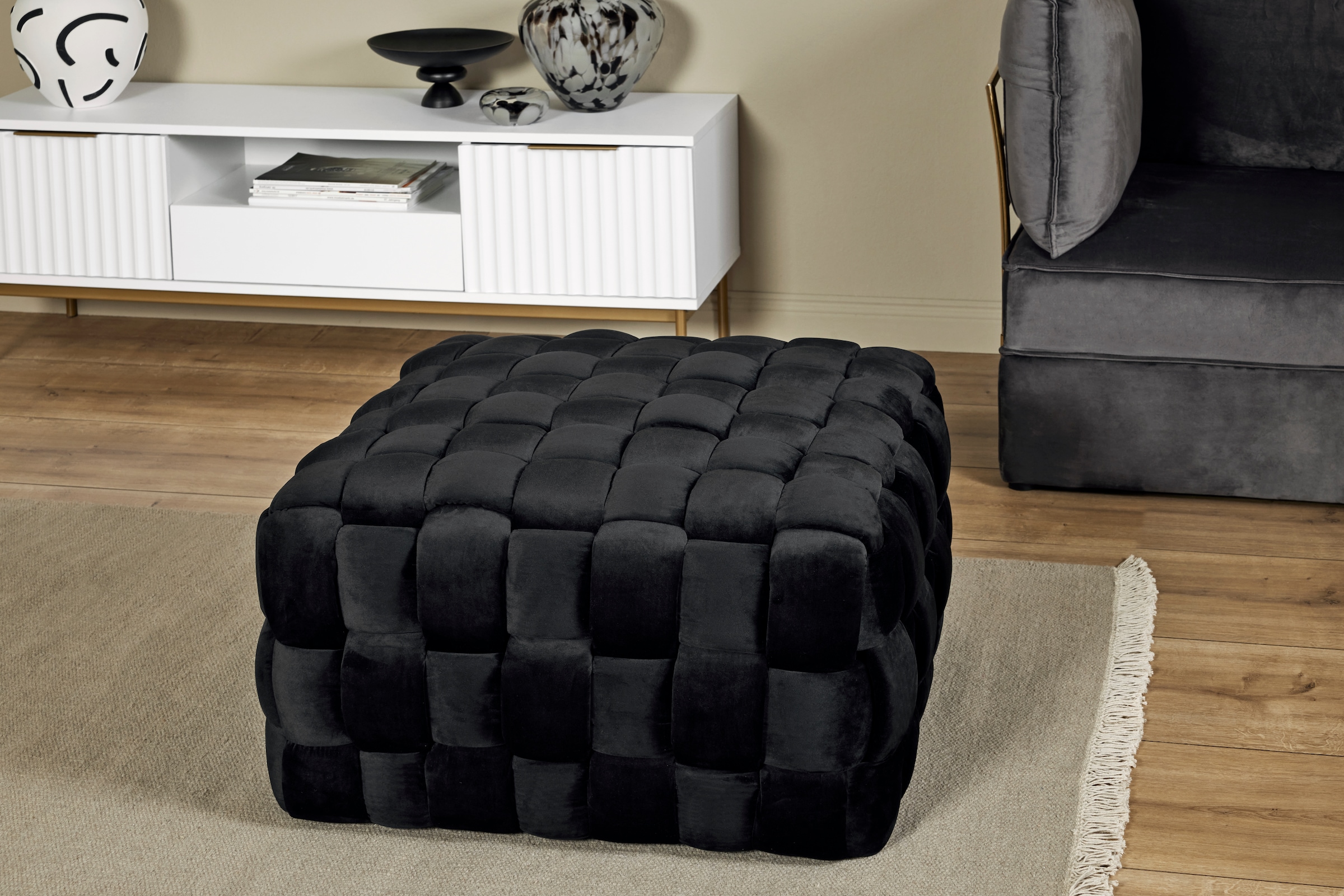 Jahnke Hocker »WEB ART M« Hocker, Couchtisch, Beistelltisch gepolstert in edler Flechtoptik