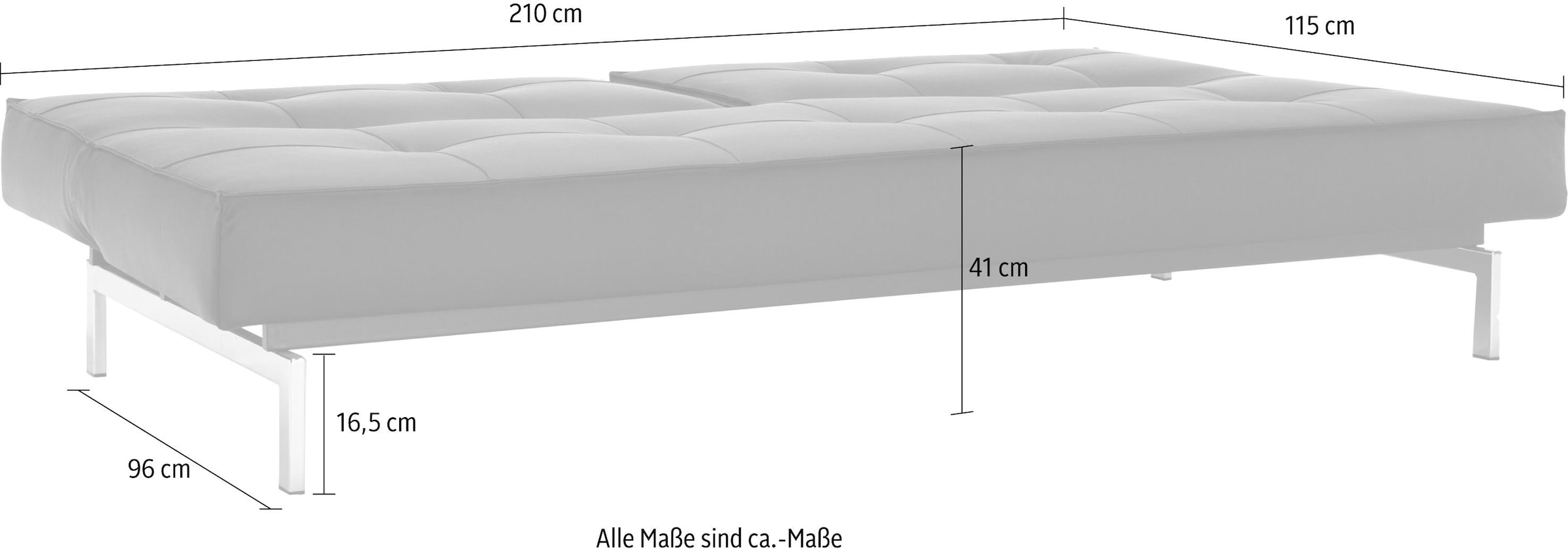 Schlafsofa OTTO mit ™ kaufen in Design »Splitback«, INNOVATION LIVING Beinen, skandinavischen bei chromglänzenden