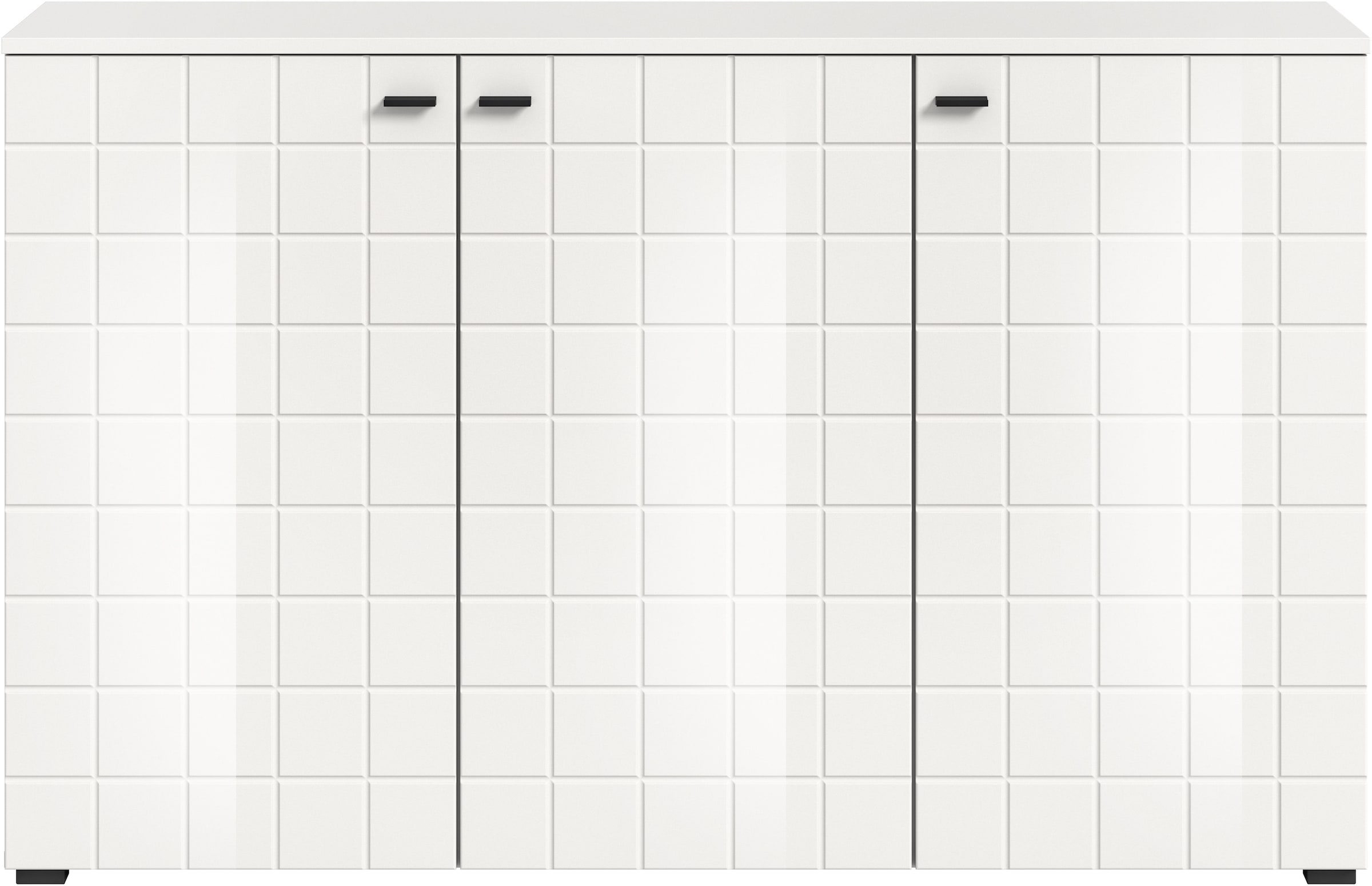 Home affaire Sideboard »Gora, Breite 138 cm, gefräste Front in Waffeloptik hochglanz« Kommode, Schrank, Anrichte