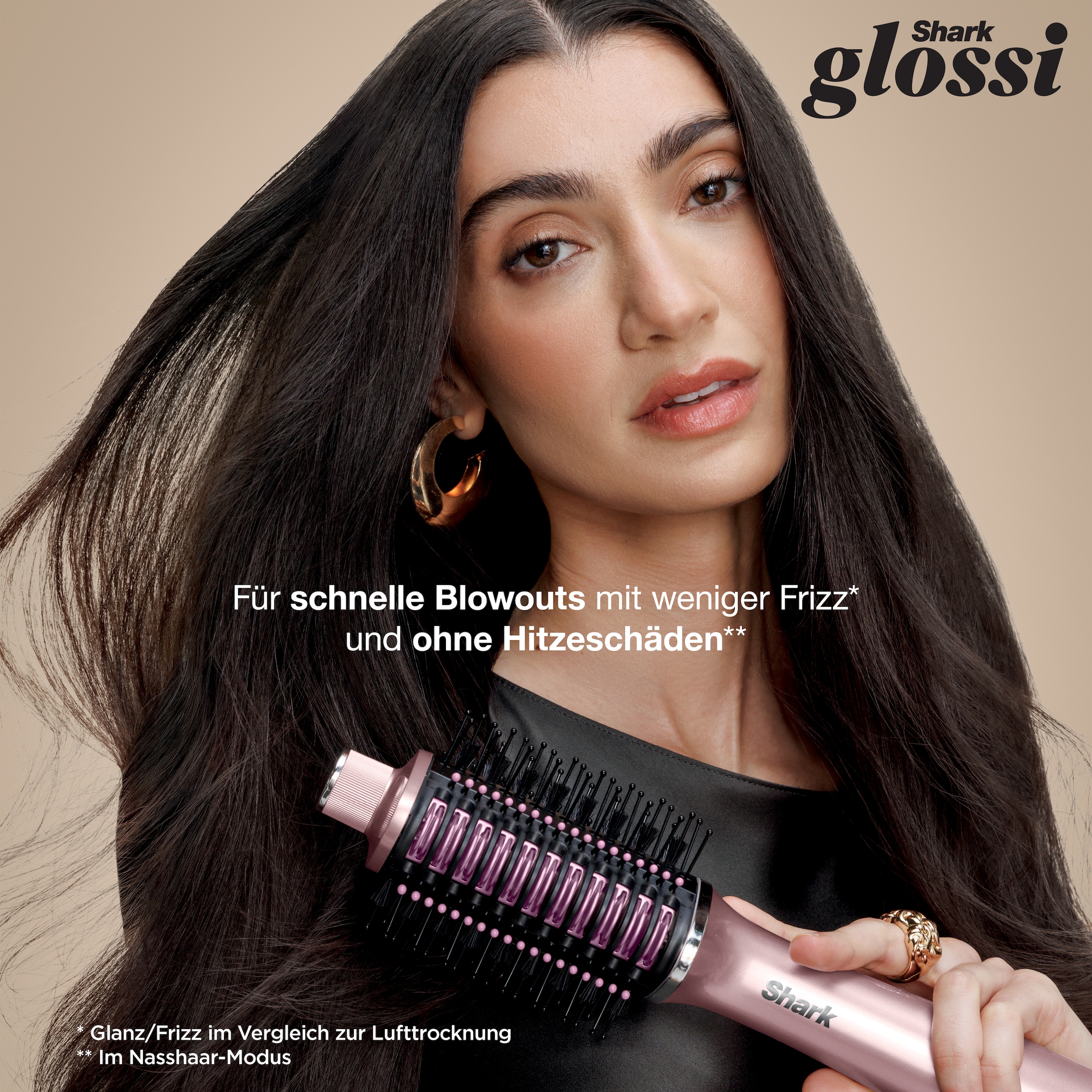 Shark Warmluftbürste »Glossi 2-in-1« 24 Stunden Gloss Lock*-Technologie, mit beheiztem Keramikkamm