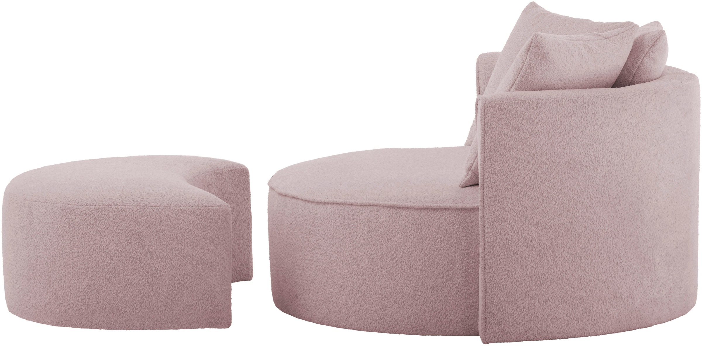 LeGer Home by Lena Gercke XXL-Sessel »ISALIE, Rundsessel mit Hocker, Lesesessel, Loveseat, Big-Sessel«, (Set), trendige Stoffe, 3 Zierkissen, große Sitzfläche, Cord, Samt, Bouclé