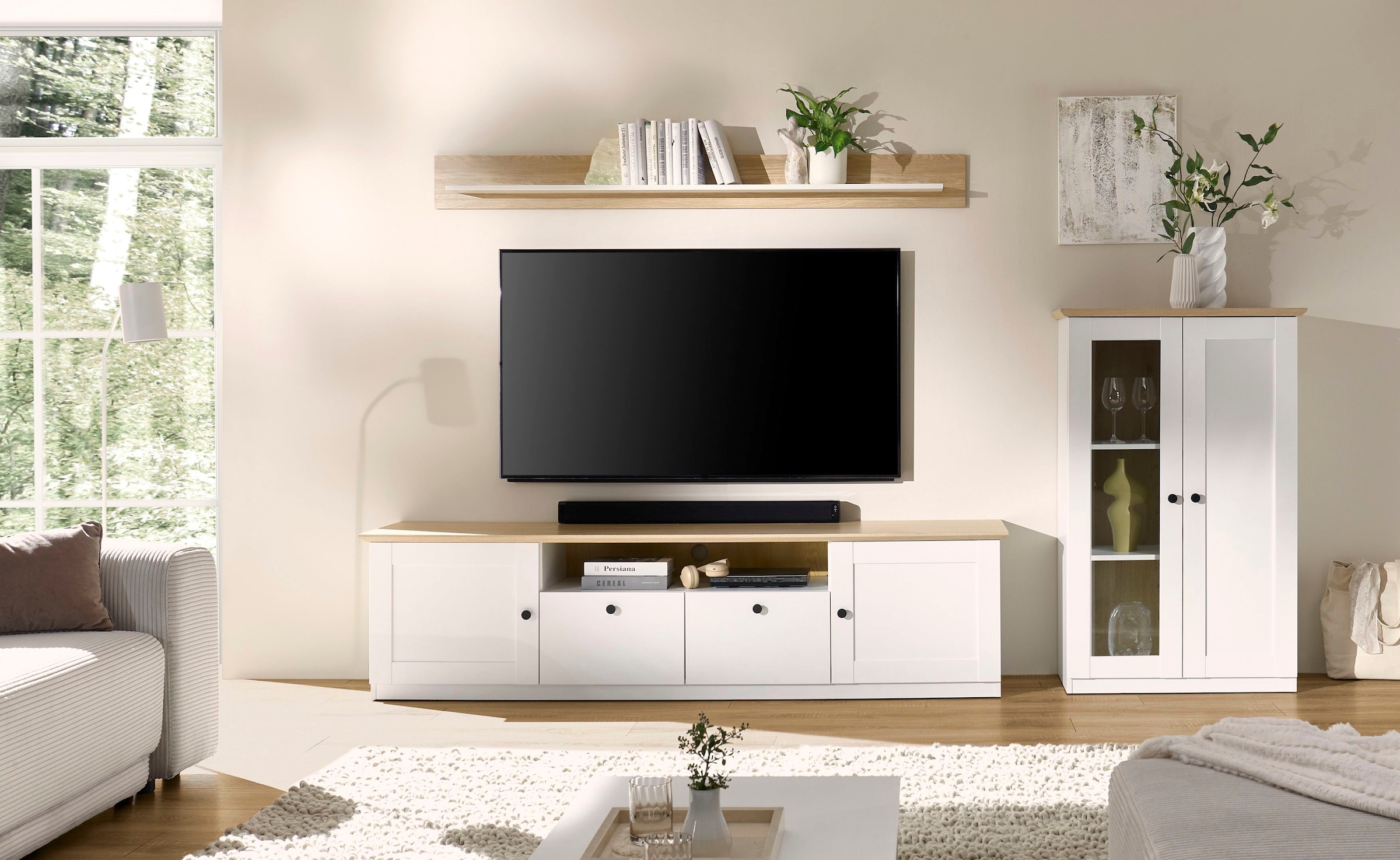 OTTO home Wohnwand »Brest, Anbauwand im Landhausstil, Komplettset, Wohnzimmer-Set« Set, 3 Stk. tlg.