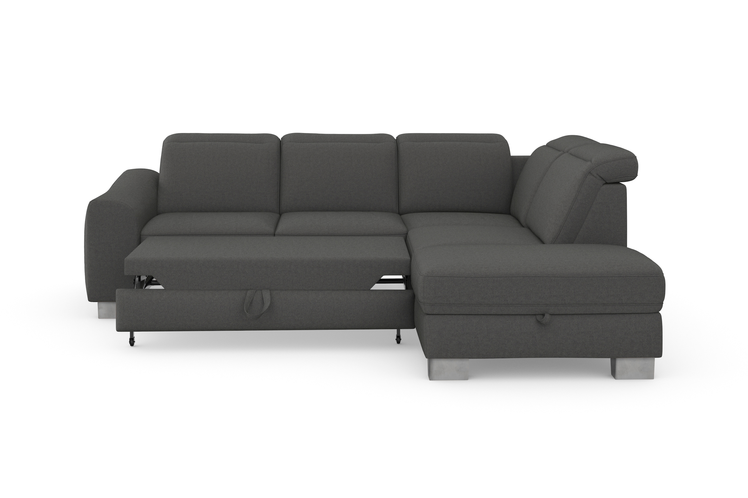 sit&more Ecksofa »Dundee L-Form«, mit Federkern und Edelstahlfüßen, wahlweise mit Kopfteilverstellung
