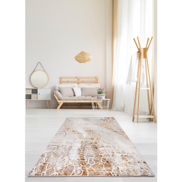 Teppiche Teppich rechteckig, OTTO bei Leonique goldfarbenen modernes in Design, kaufen »Sander«, mit Marmor-Optik, Akzenten