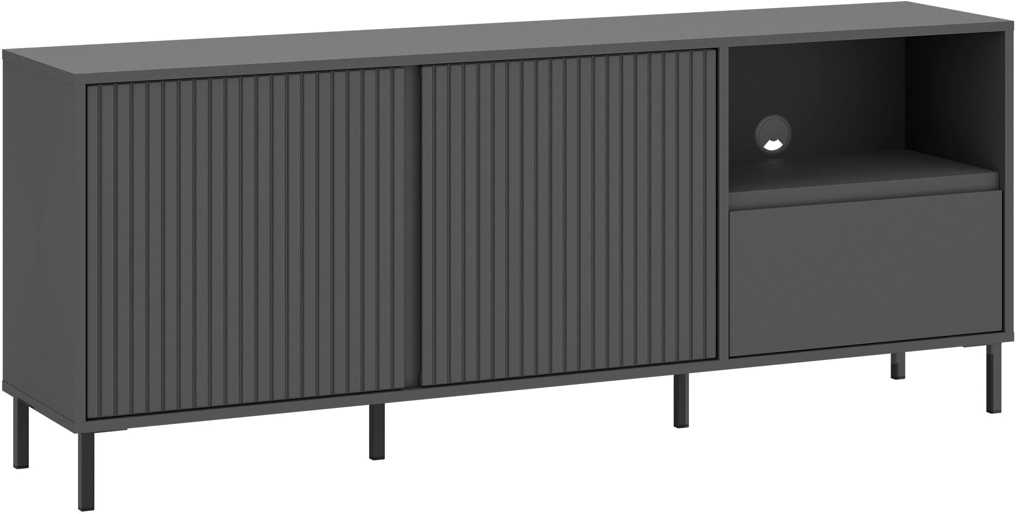 Home affaire Lowboard »AVENALE« Lowboard mit Metallfüßen, Breite 158 cm, Fronten geriffelt