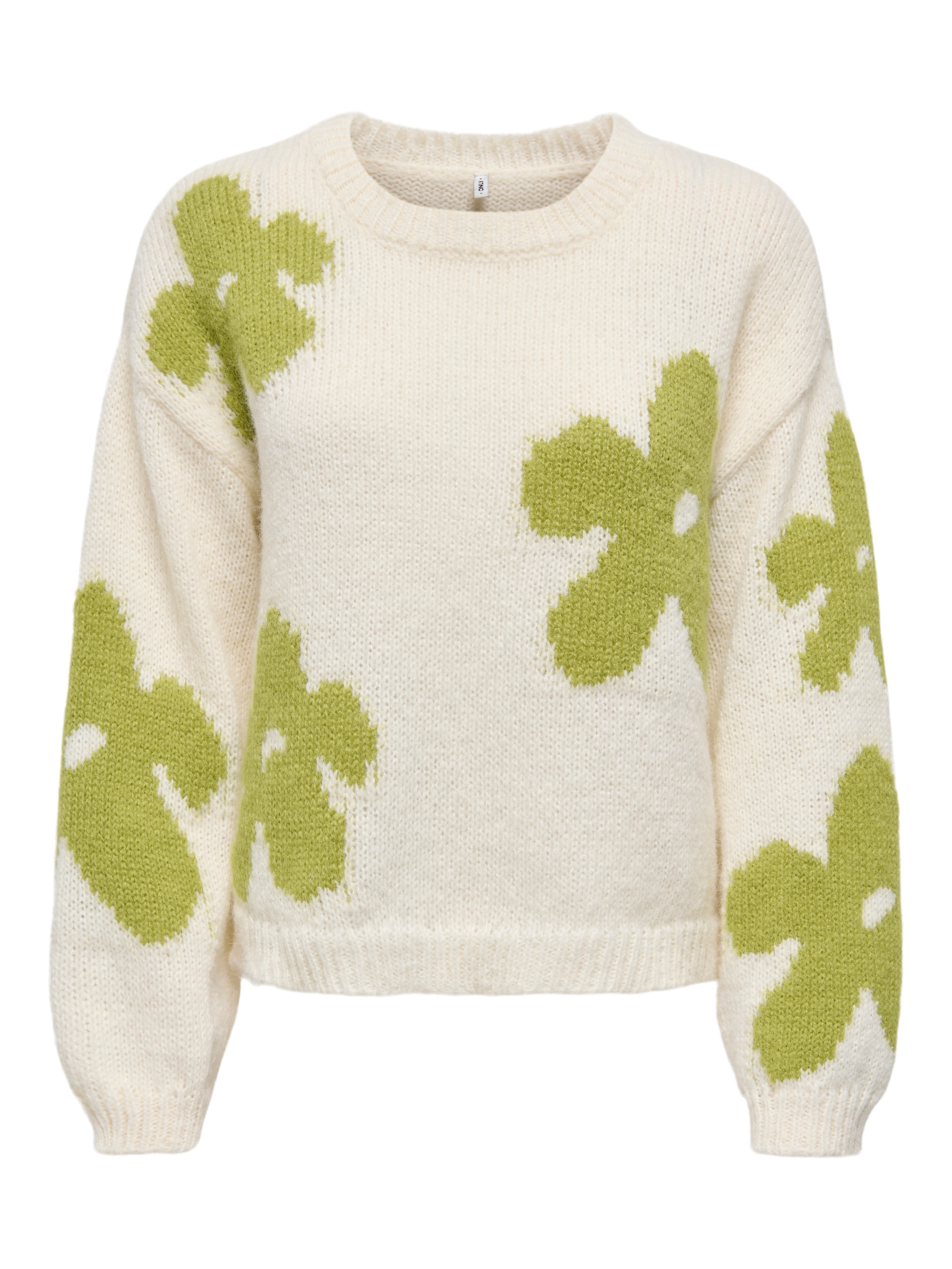 ONLY Strickpullover »ONLBOOTLE LIFE LS FLOWER O-NECK KNT« Kunstfaser, loose fit