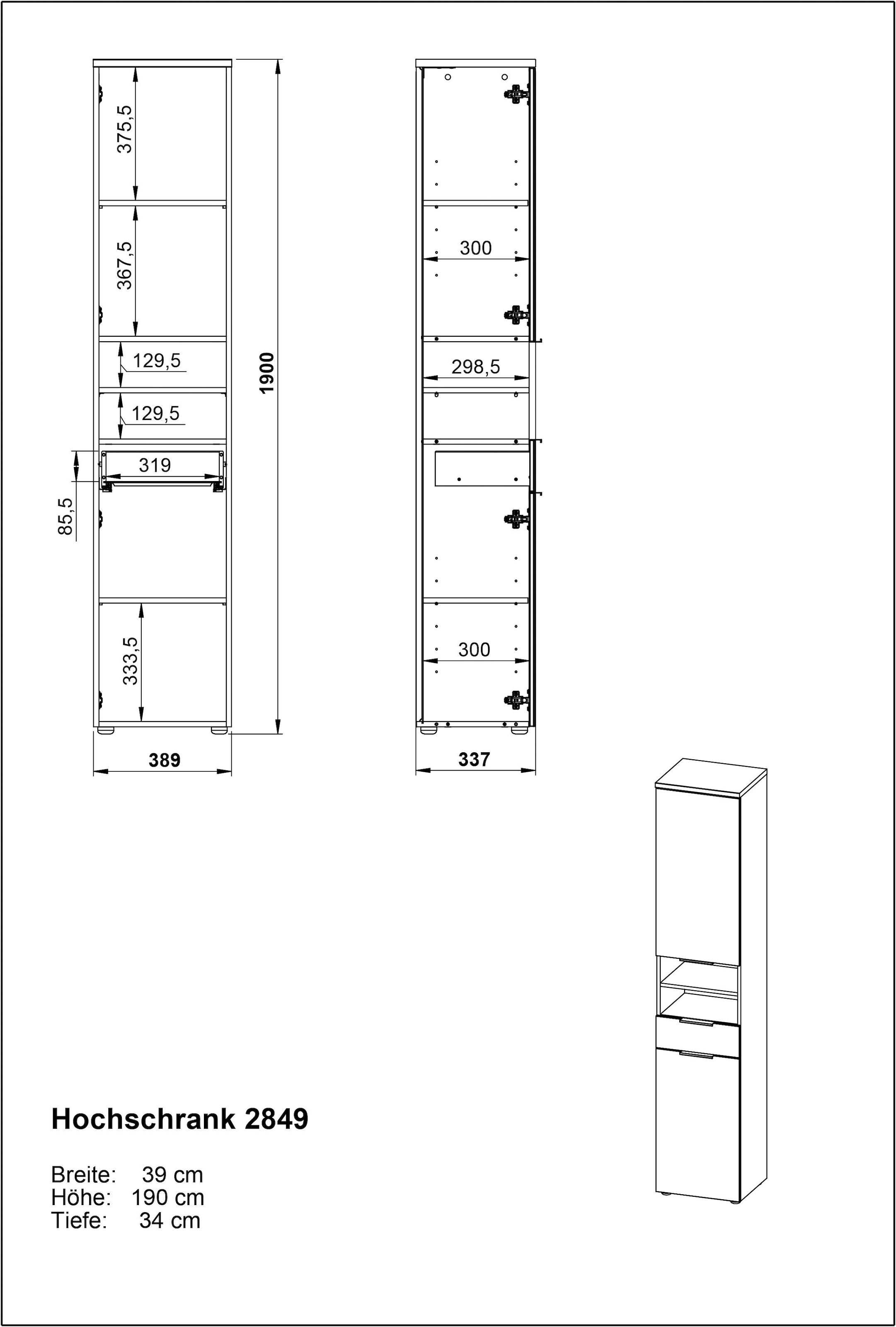 GERMANIA Hochschrank »Tavira« 1 Stk. tlg. Hochschrank mit Glasfronten und Türdämpfung