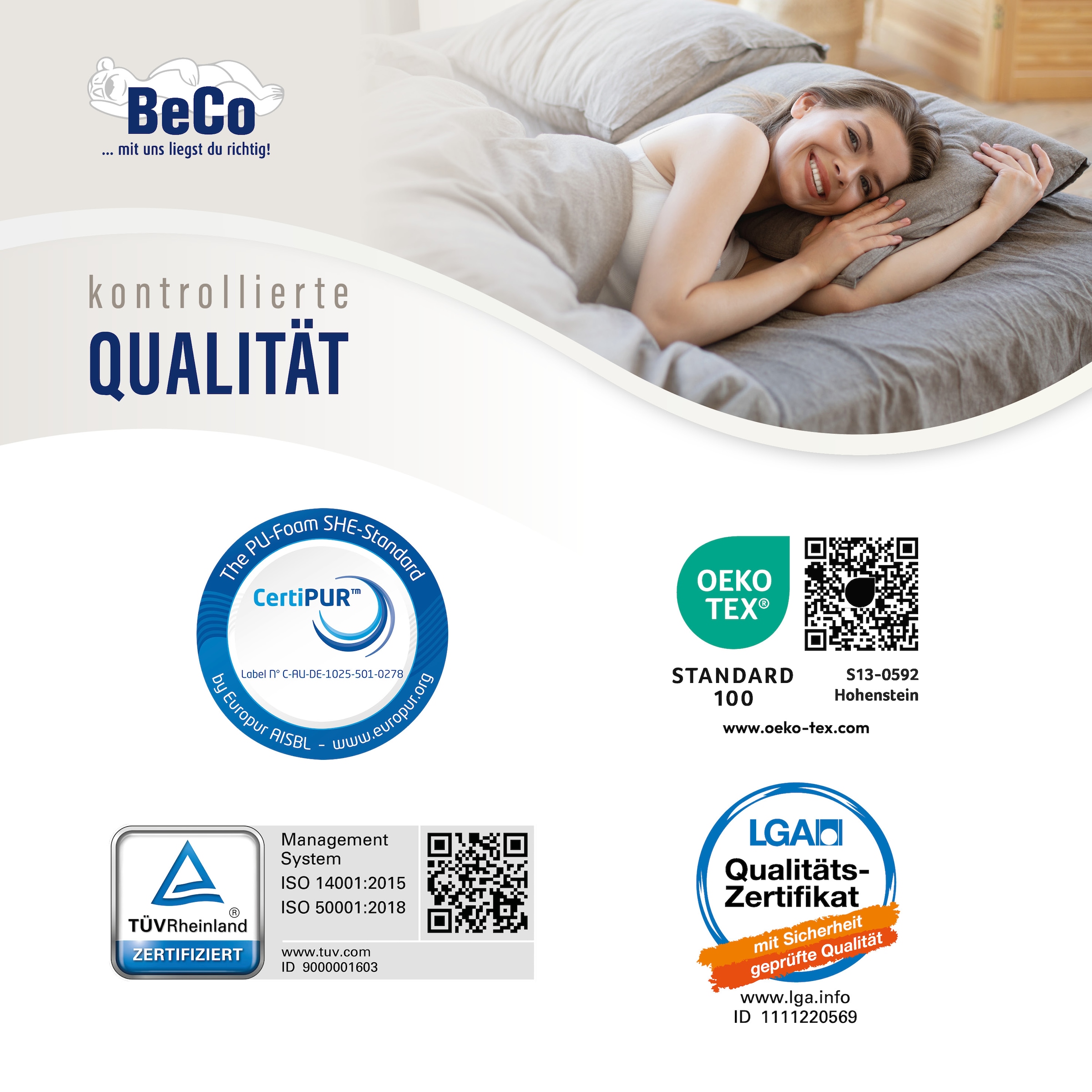 Beco Komfortschaummatratze »Premium Cool Plus, Matratze in 140x200 cm und weiteren Größen« 25 cm hoch Raumgewicht: 28 kg/m³ 1 Stk. tlg. Optimales Schlafklima durch Cool-Plus-Markenfaser