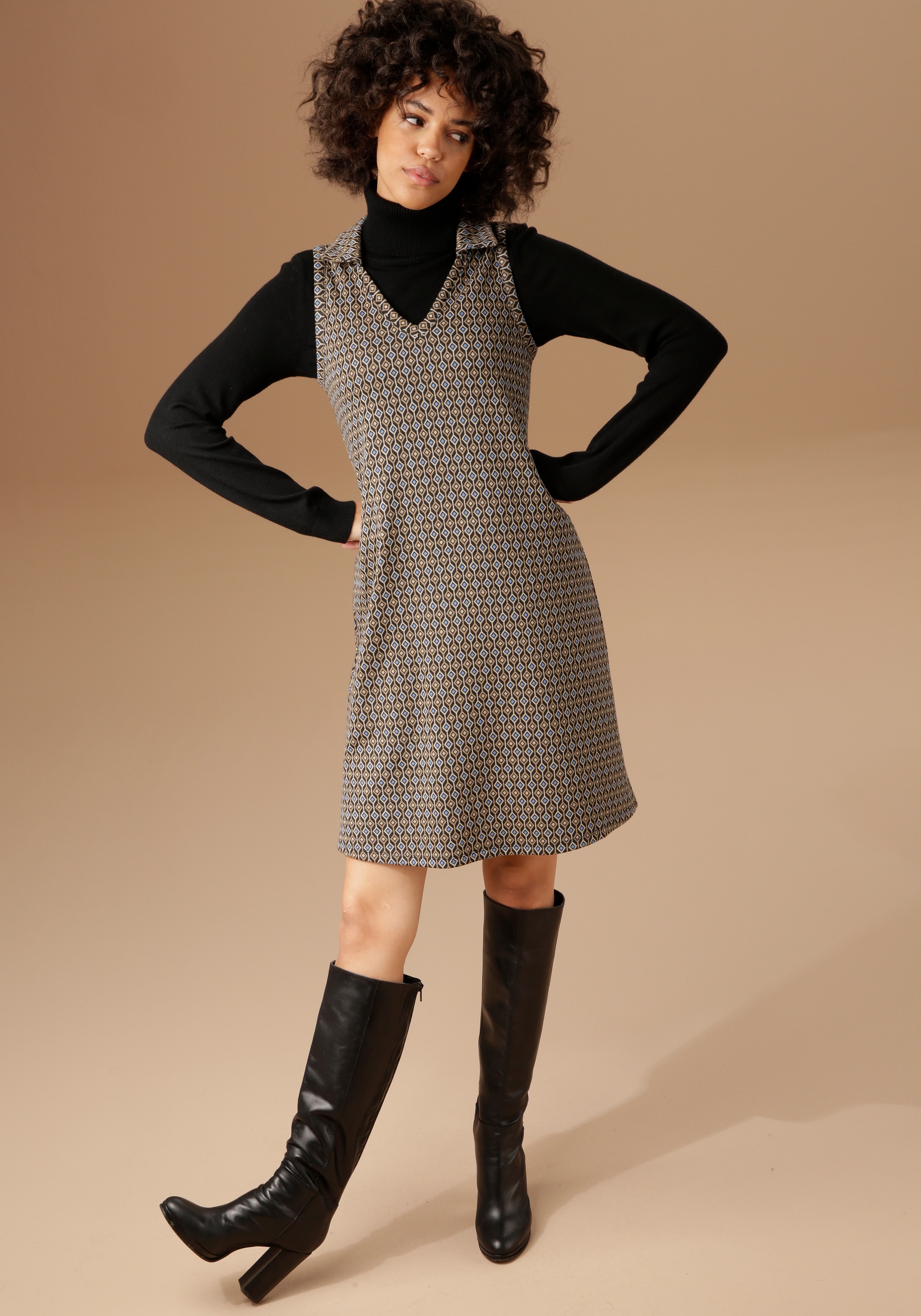 Aniston CASUAL Jerseykleid, im angesagtem Retro-Muster kaufen online bei  OTTO