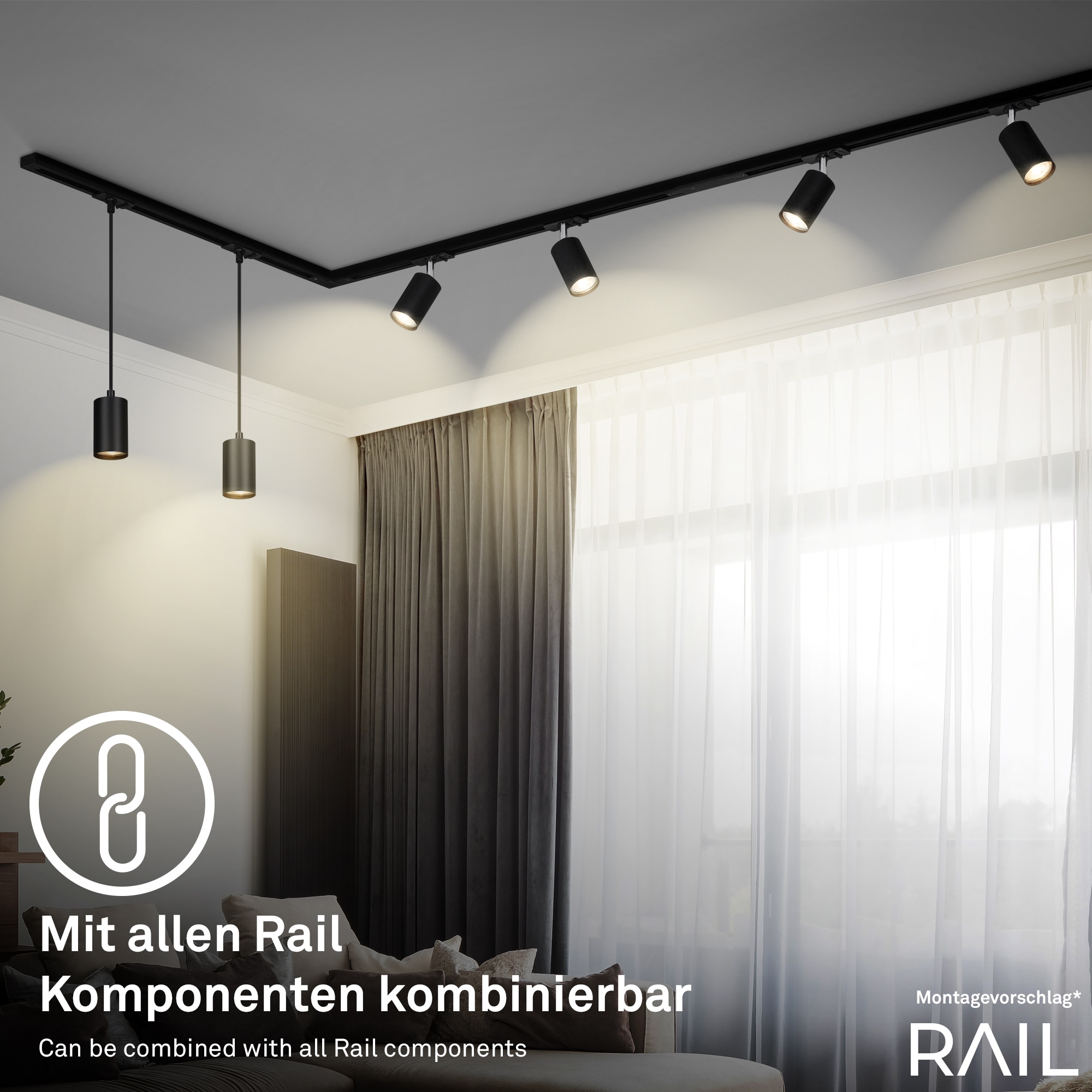 Briloner Leuchten Schienensystem-Leuchten »RAIL« LED-Board 1 Stk. LED Spotlight 40x100 mm Schwarz 5,5W Schienensystem Rail Büro