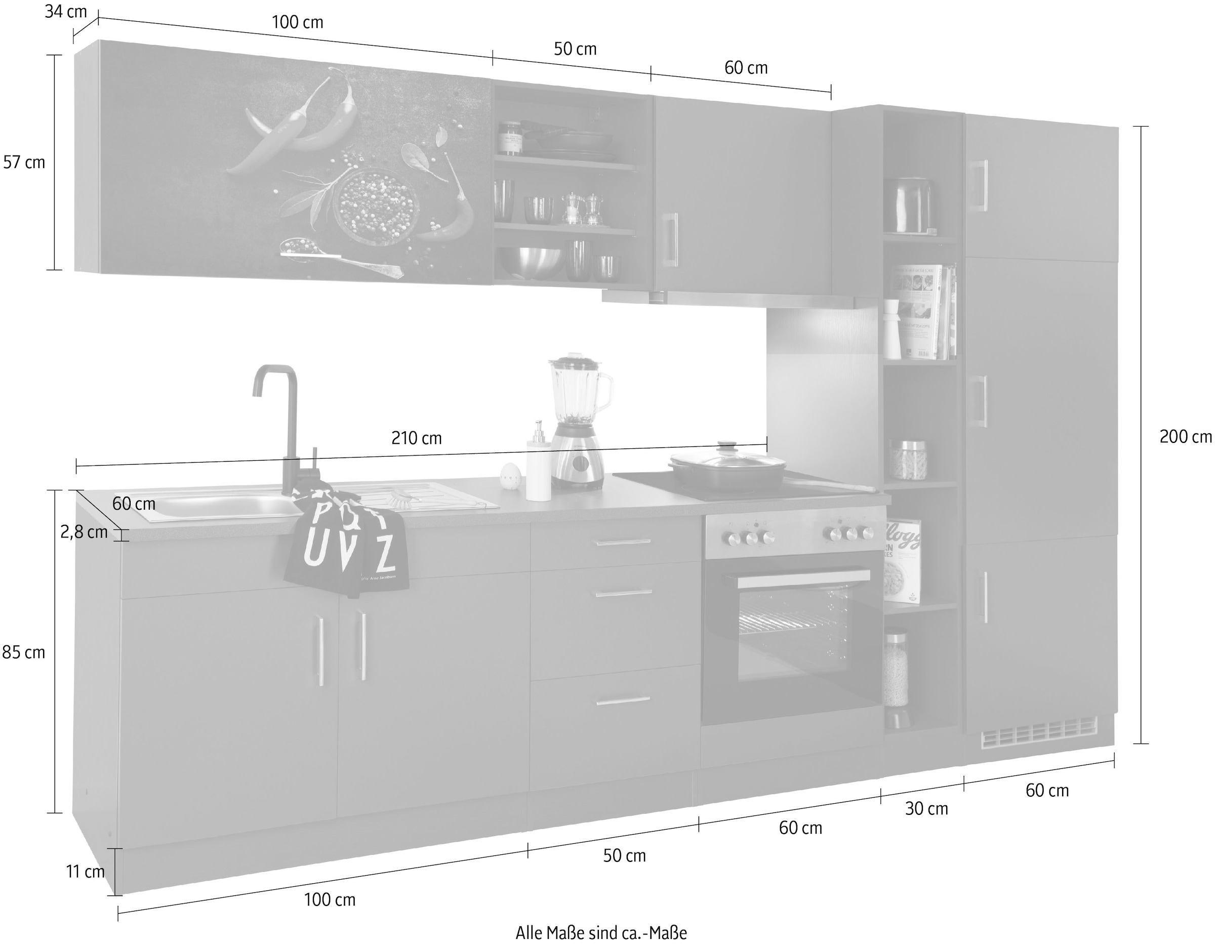 Online Küchenzeile Shop 300 mit OTTO »Paris«, bestellen MÖBEL im HELD E-Geräten, cm Breite
