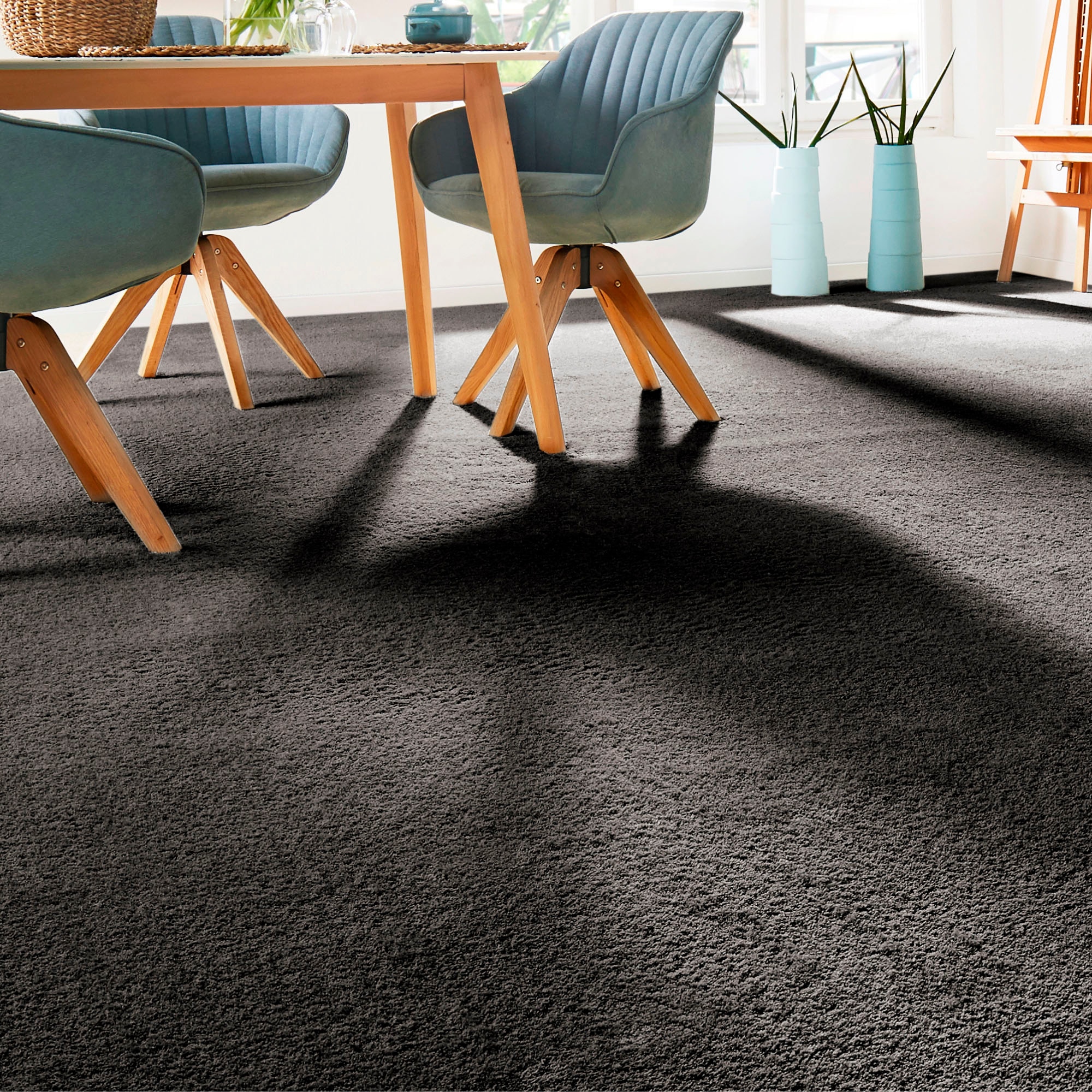 Andiamo Teppichboden »Sophie, Frisee-Velours, Made in Netherlands«, rechteckig, 12 mm Höhe, Uni Farben, Breite 400 cm oder 500 cm, strapazierfähig & pflegeleicht
