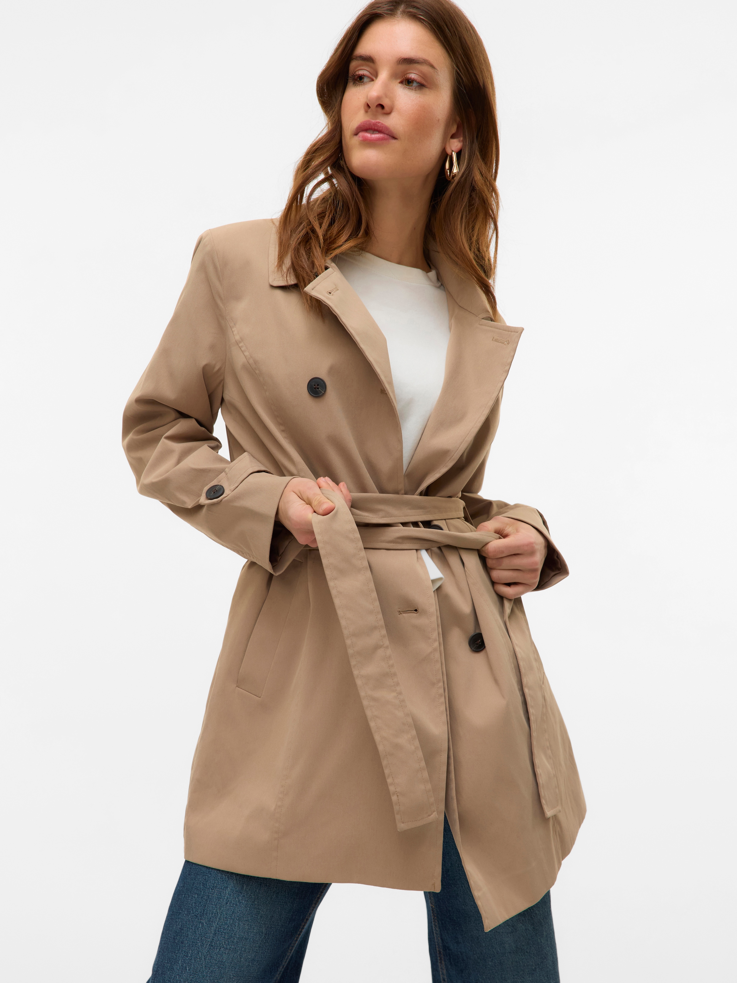 Vero Moda Trenchcoat »VMCHELSEA OLIVIA TRENCHCOAT NOOS« kurzer 2-Reiher mit abnehmbarem Bindegürtel