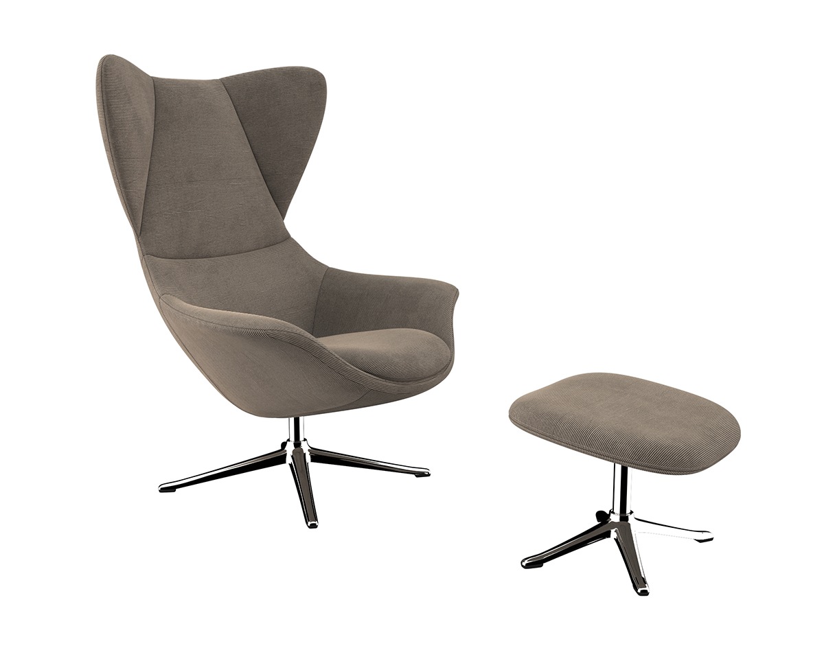 FLEXLUX Polsterhocker »Stilo Fußstütze, für Beinauflage zur besseren Entspannung,«, Fuß Aluminium, Fußhocker für Drehsessel
