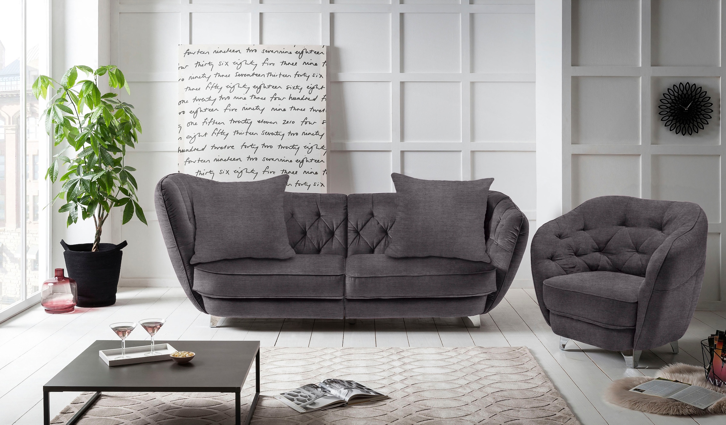 Leonique Big-Sofa »Retro«, stylischer Hochlehner