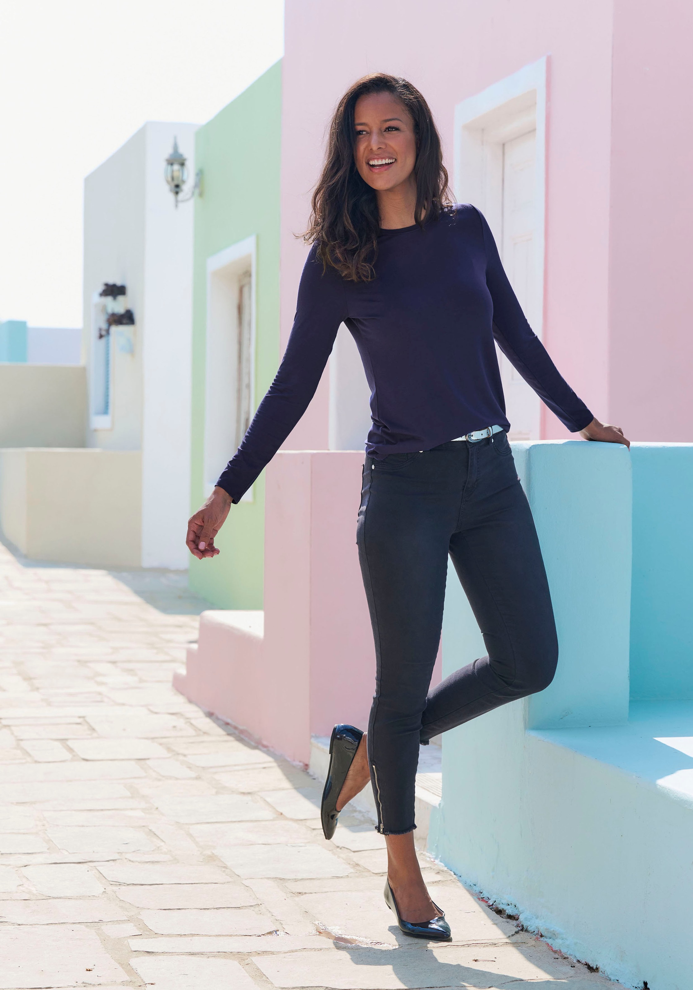 LASCANA Langarmshirt »aus weichem Viskose-Stretch«