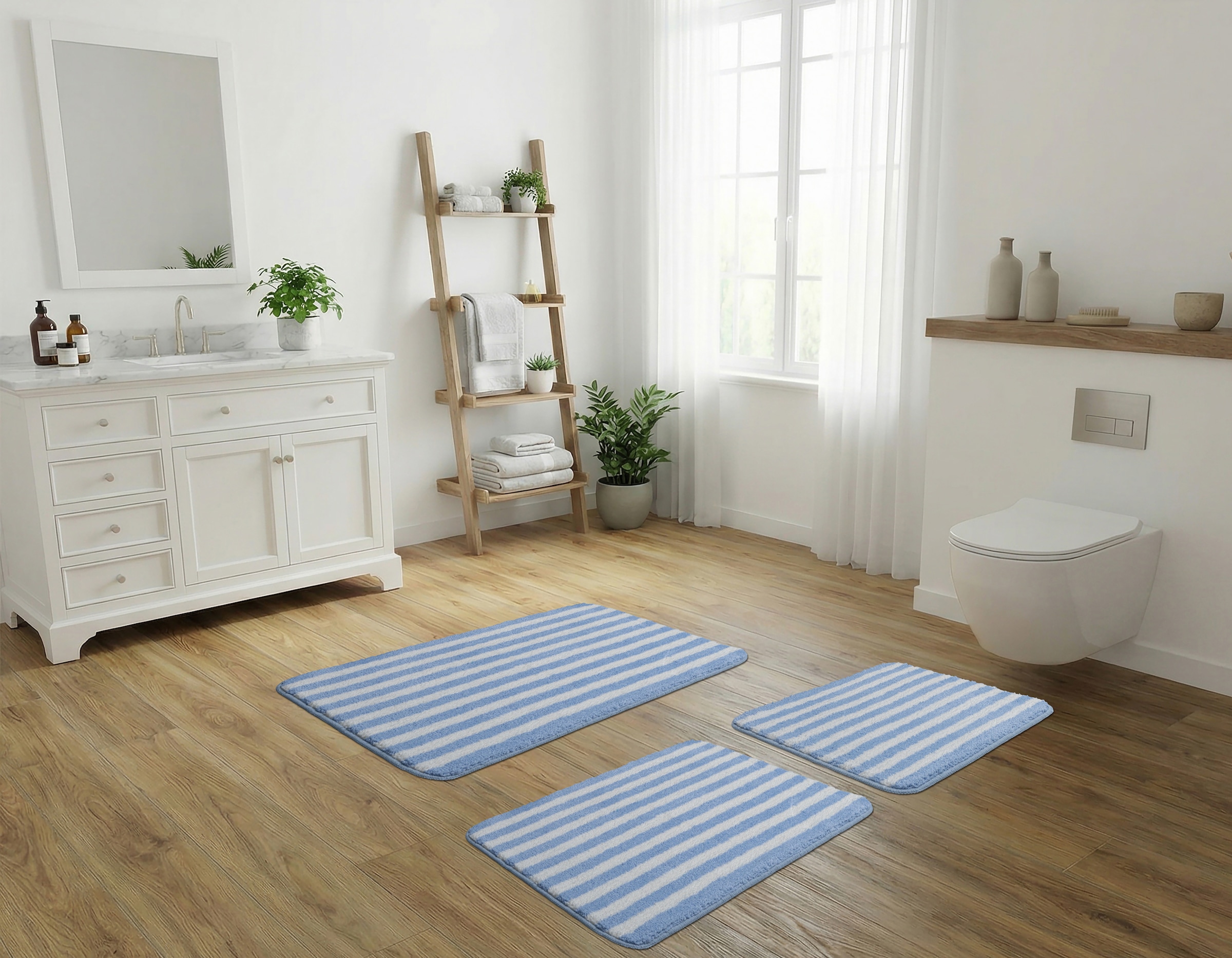 OTTO home Badematte »Streifen, Badvorleger, Badezimmer Teppich« Höhe 12 mm rutschhemmend beschichtet fußbodenheizungsgeeignet | schnell trocknend Scandi, modern, gestreift, Badteppich, Badematten