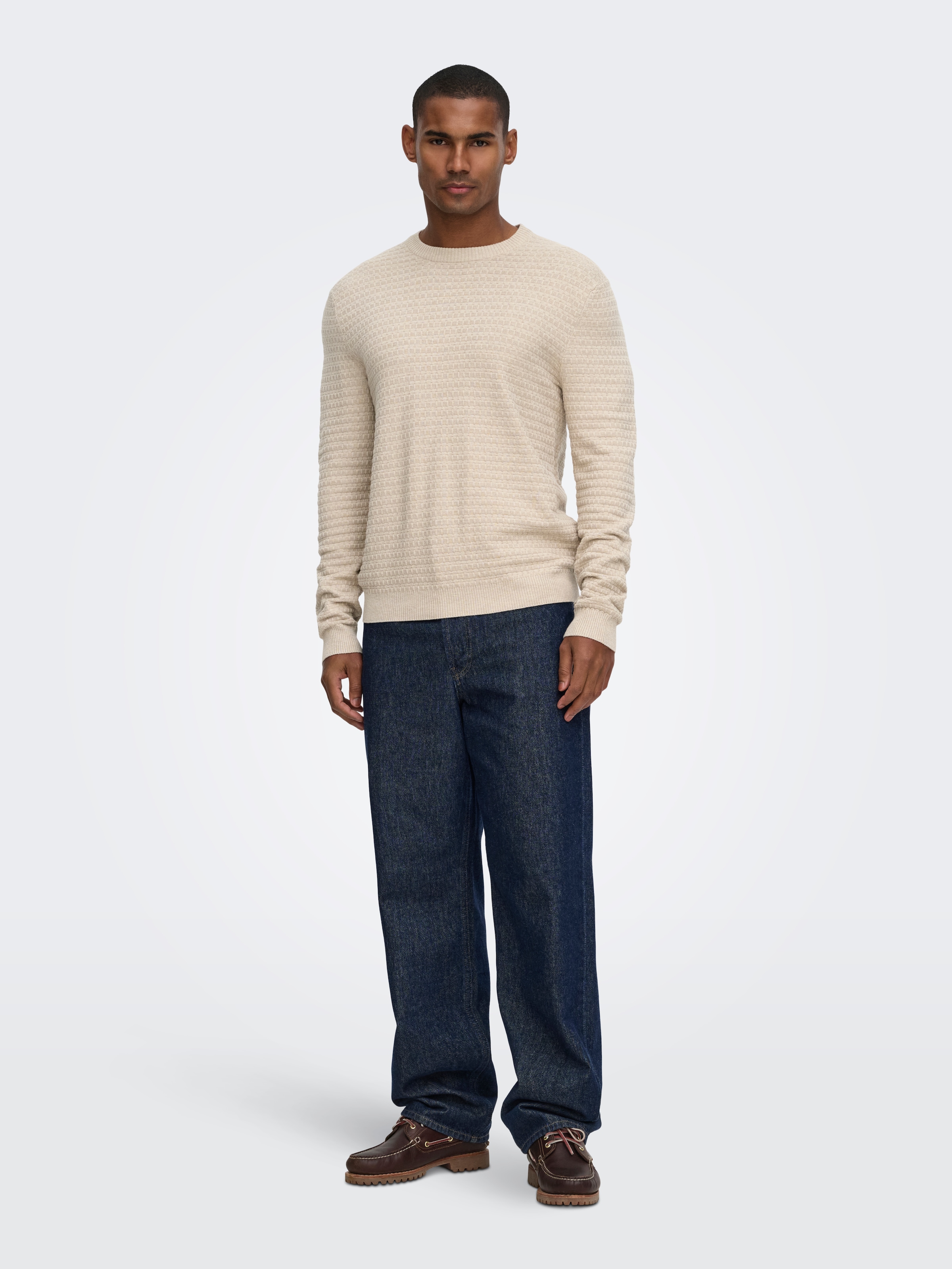 ONLY & SONS Rundhalspullover »ONSLOUI LS STRUCTURE CREW REG NOOS« Baumwollmischung, regular fit