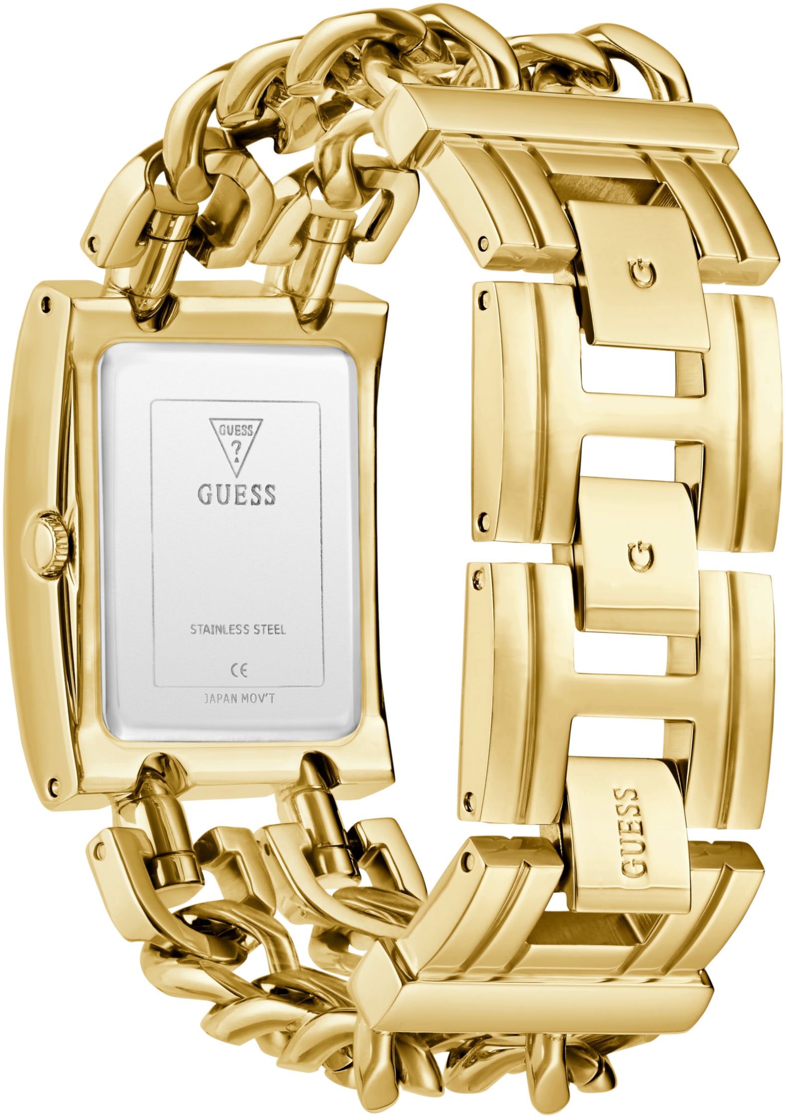 Guess Quarzuhr »HEAVY METAL« Armbanduhr, Damenuhr, Edelstahlarmband, analog