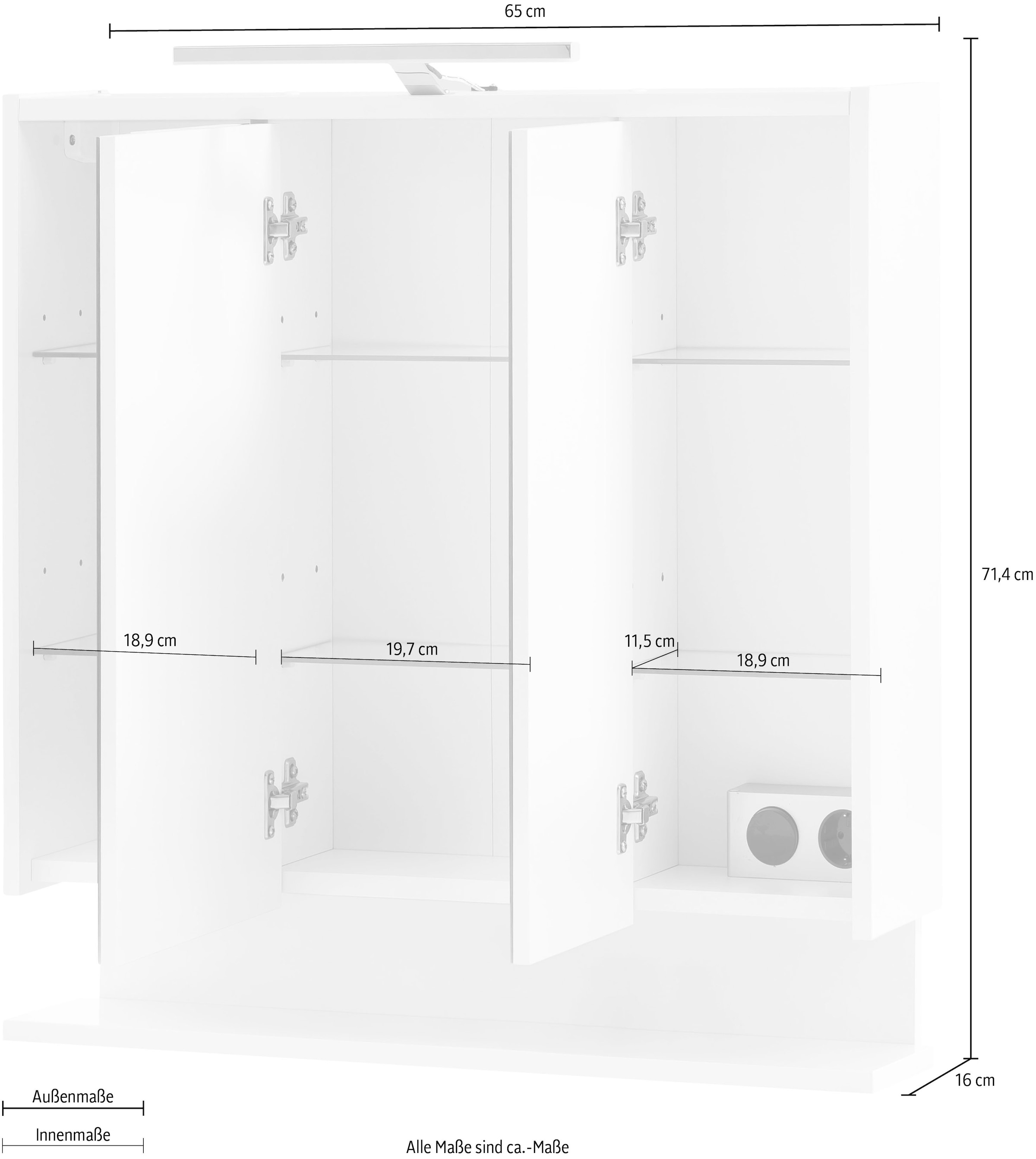 INOSIGN Spiegelschrank »List«, Breite 65 cm