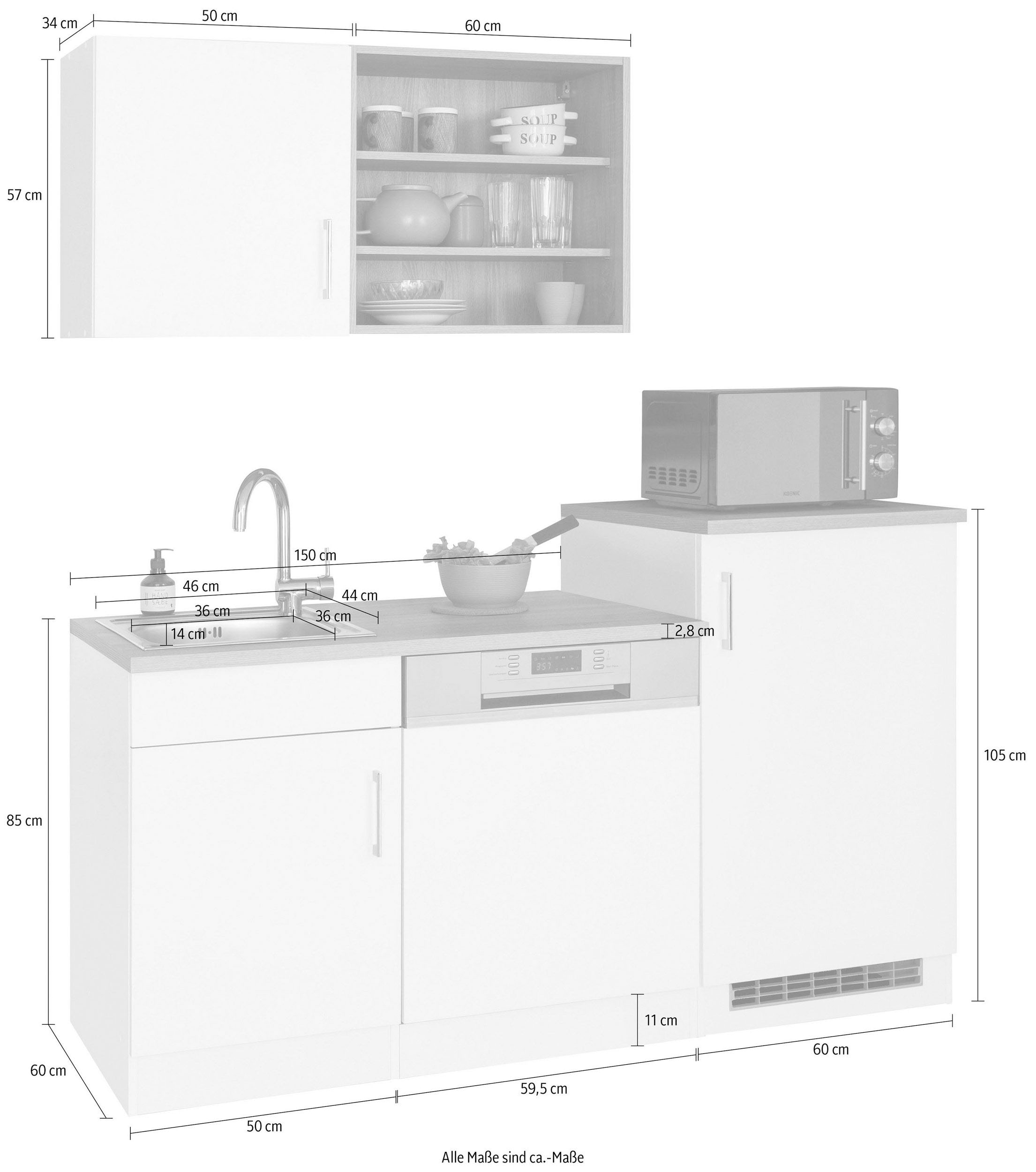 KOCHSTATION Küche »KS-Mali«, Breite 170 cm, mit E-Geräten