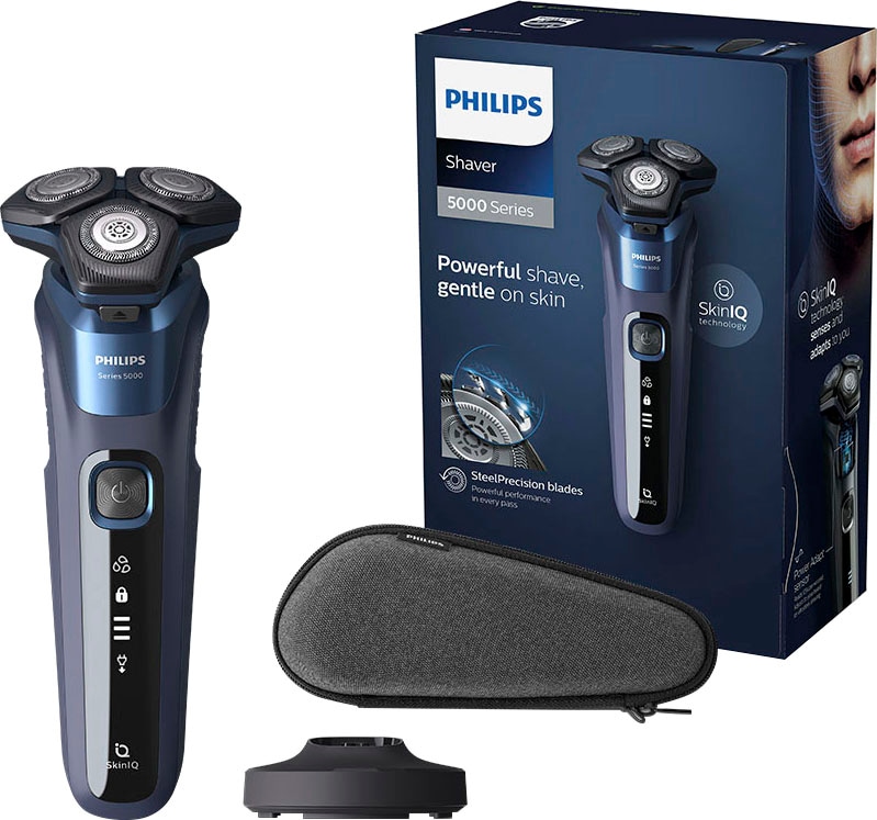 Philips Elektrorasierer »Shaver Series 5000 S5885/35«, ausklappbarer Präzisionstrimmer, Etui, Ladestand, mit SkinIQ Technologie