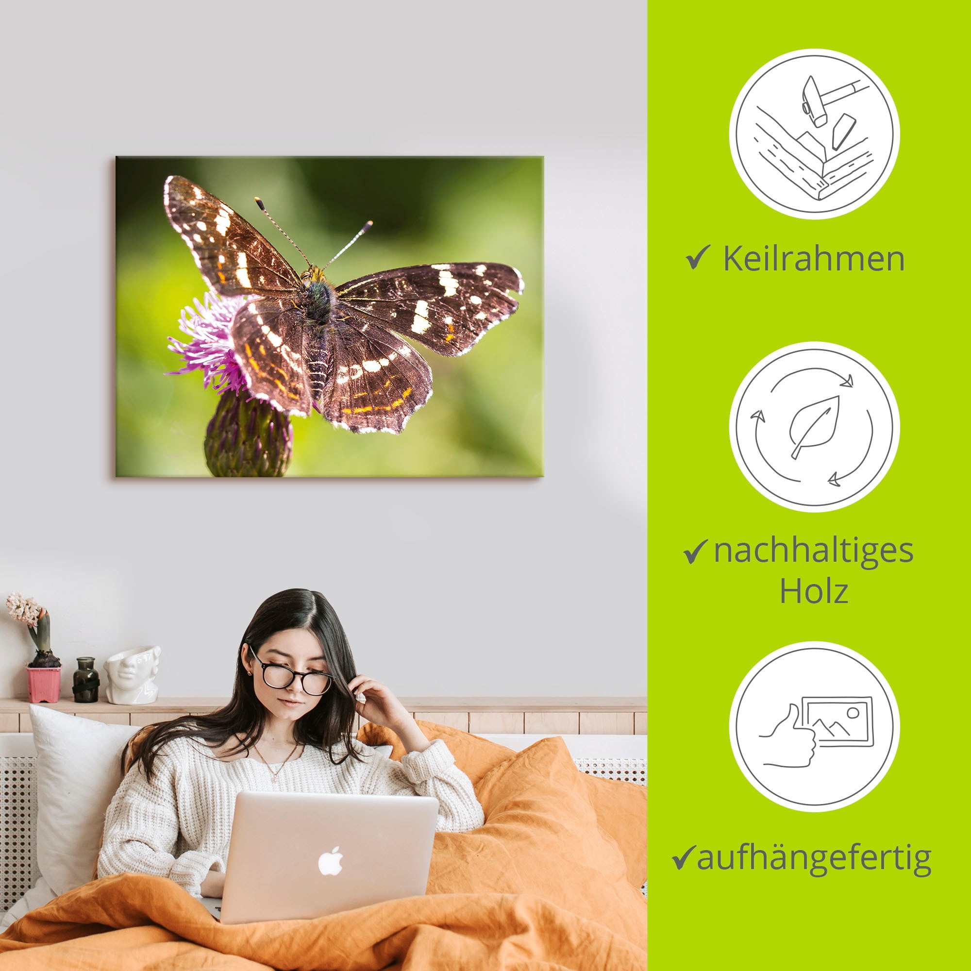 Artland Leinwandbild »Sommer«, Schmetterlinge, (1 St.), auf Keilrahmen gespannt