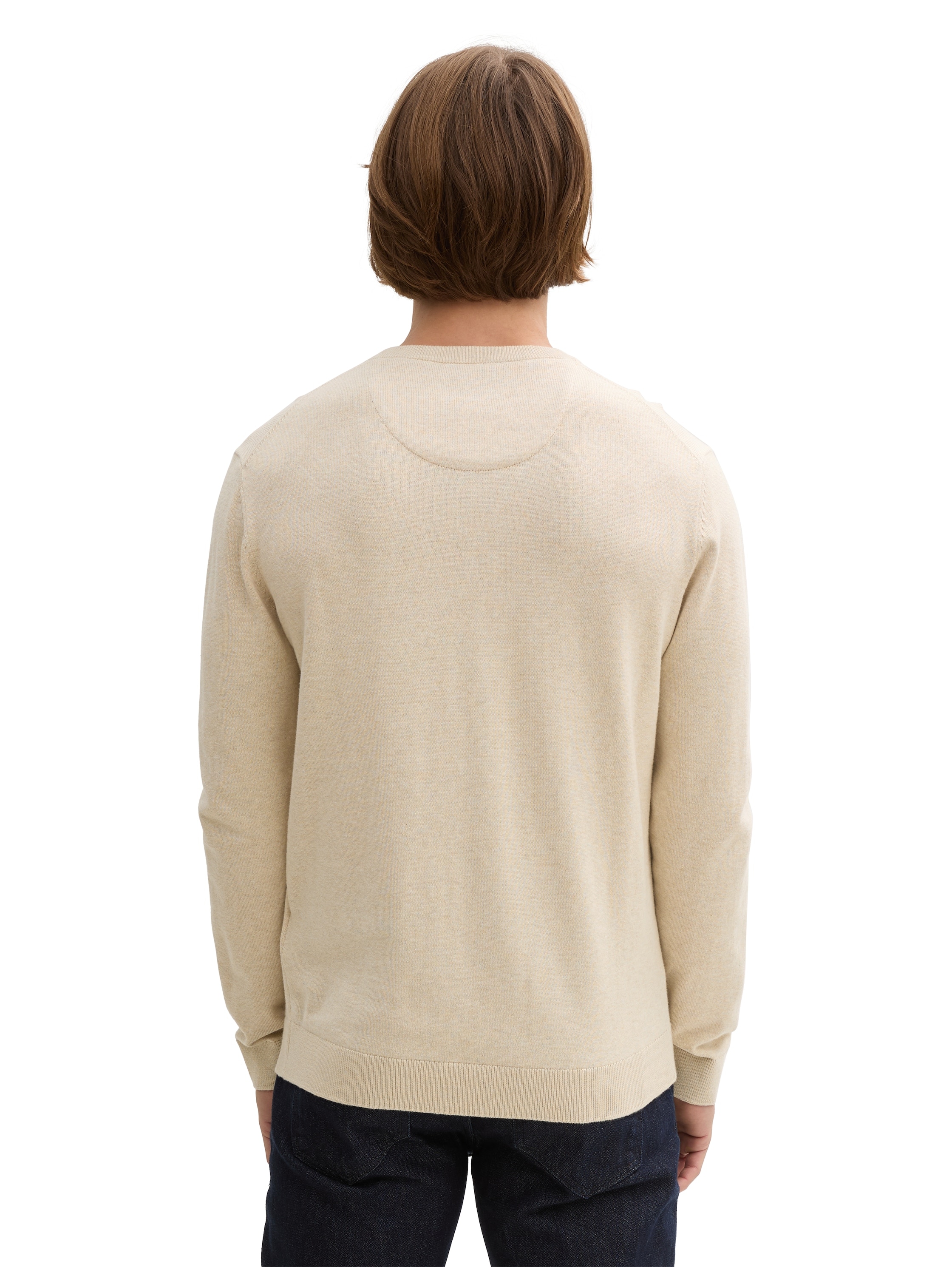TOM TAILOR V-Ausschnitt-Pullover, mit kleiner Logo-Stickerei