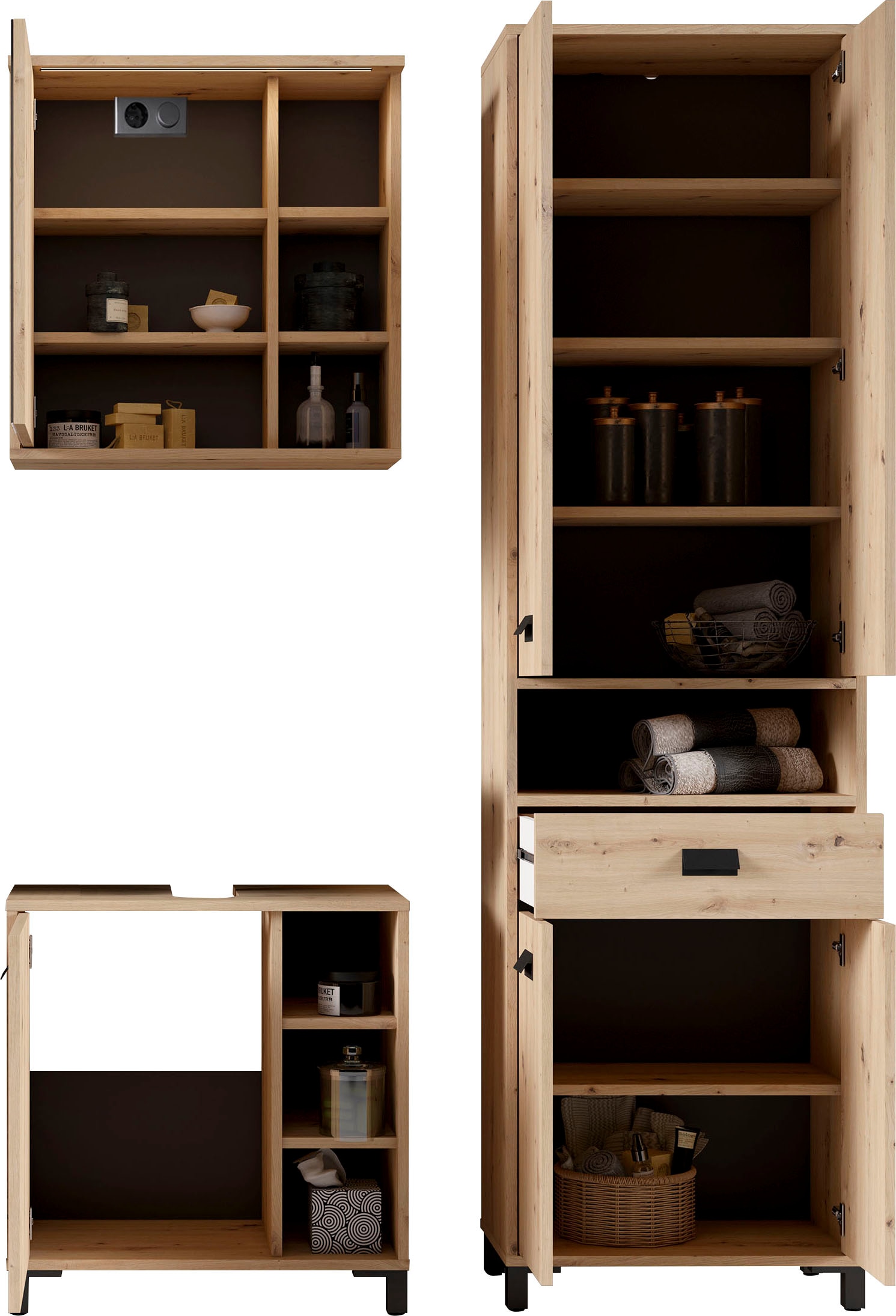 byLIVING Badmöbel-Set »Wellness«, (3 St.)