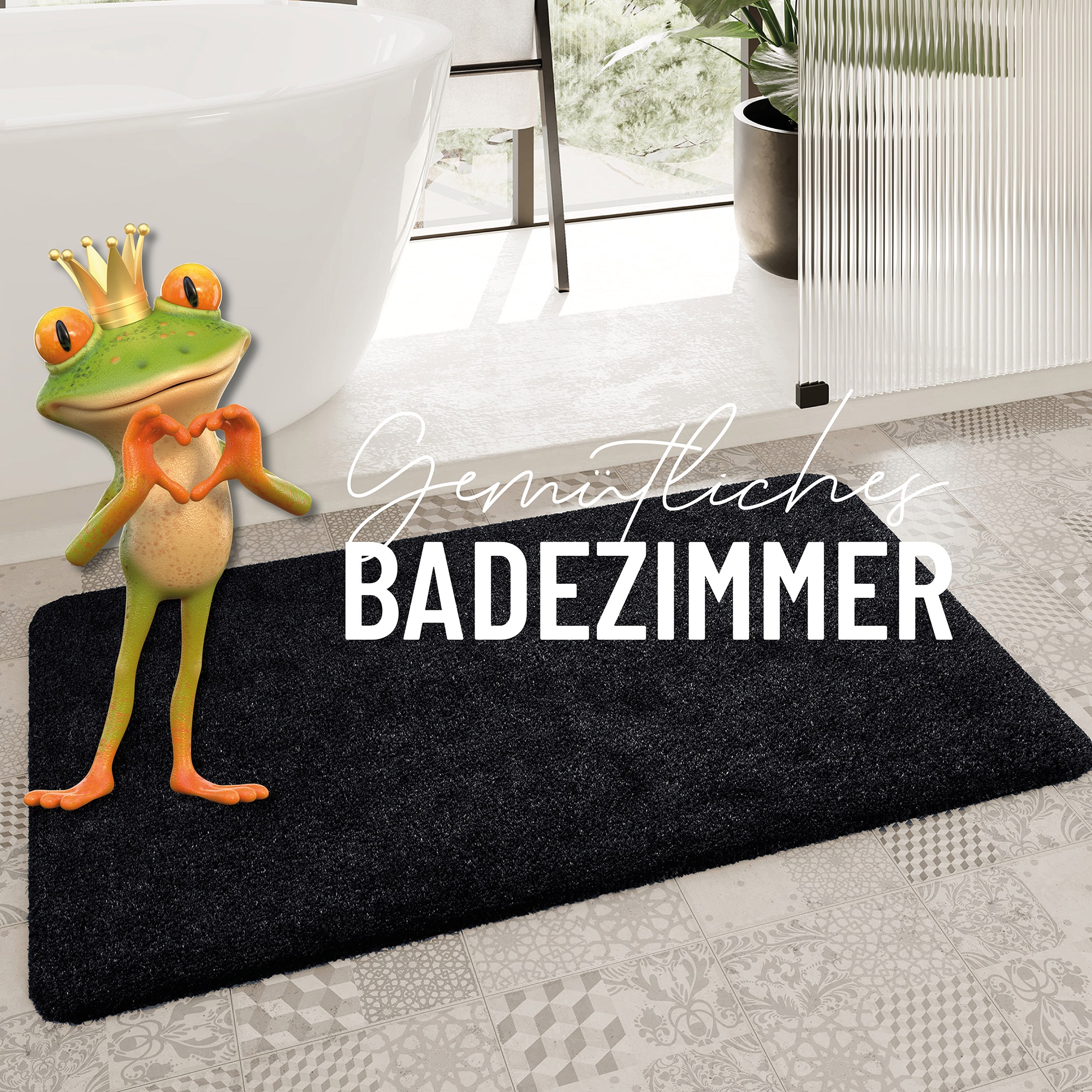 Homie Living »Porto Azzurro« Höhe 30 mm rutschhemmend beschichtet fußbodenheizungsgeeignet | schnell trocknend Badteppich, uni, rechteckig & rund, waschbar, Badezimmerteppich