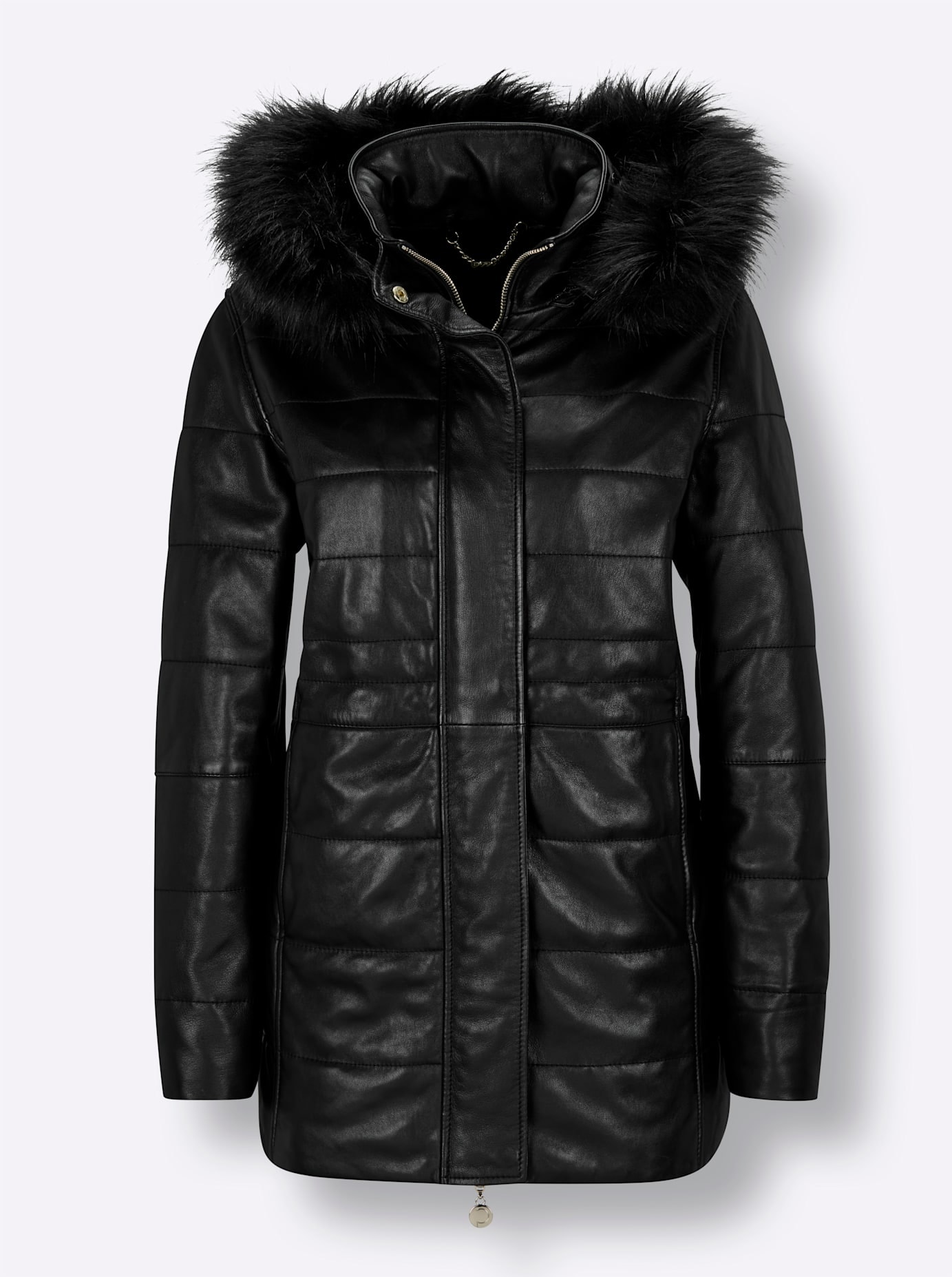 Mainpol Lederjacke mit Kapuze