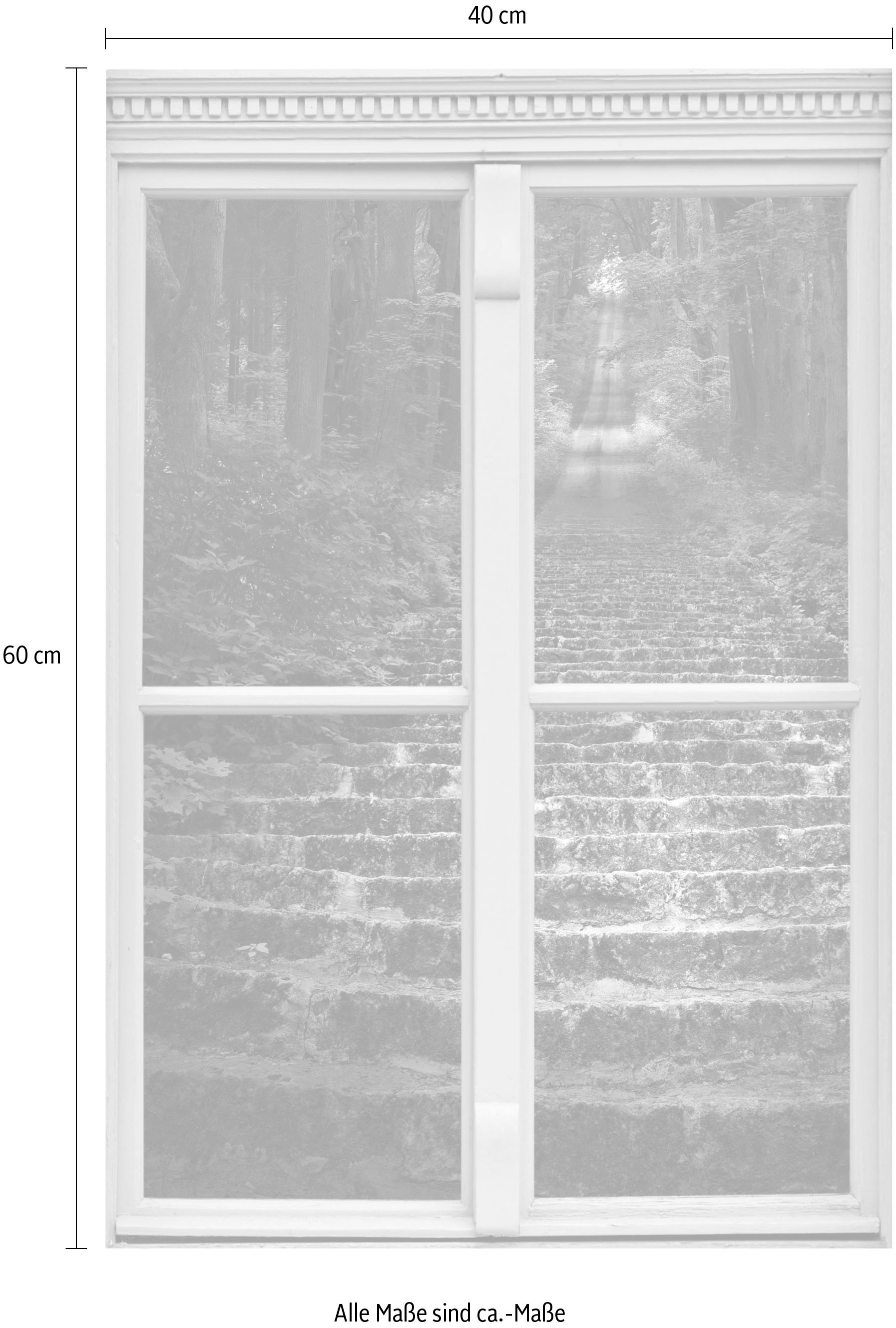 queence Wandsticker »Treppe im Wald«, Wandsticker, Wandbild, selbstklebend, 3D, Fenster