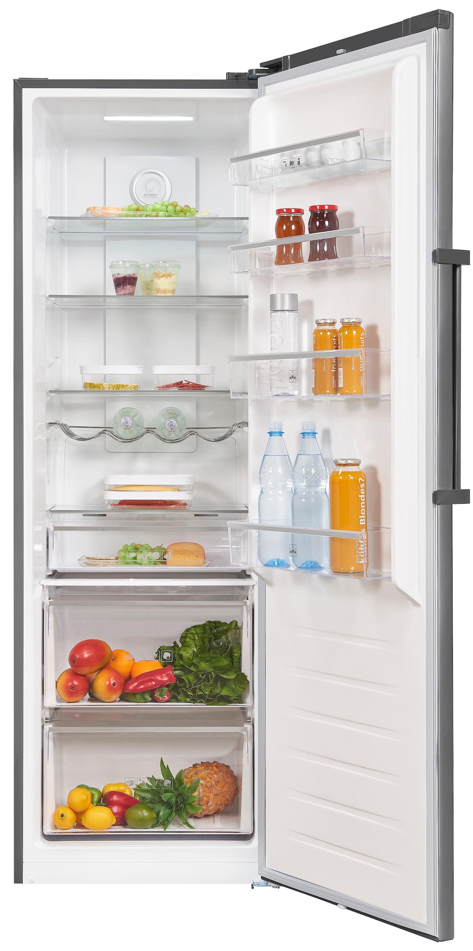 exquisit Vollraumkühlschrank »KS360-V-HE-040E inoxlook-az« 185 cm hoch 60 cm breit Praktisch & modern: Vollraumkühlschrank mit No-Frost & LED-Licht