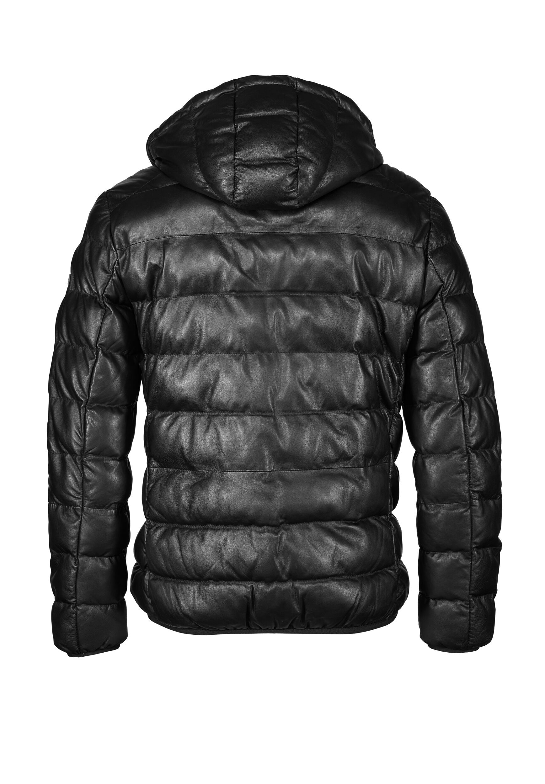 bugatti Lederjacke »BUCLAUDIUS« mit Kapuze mit Reißverschlusstaschen