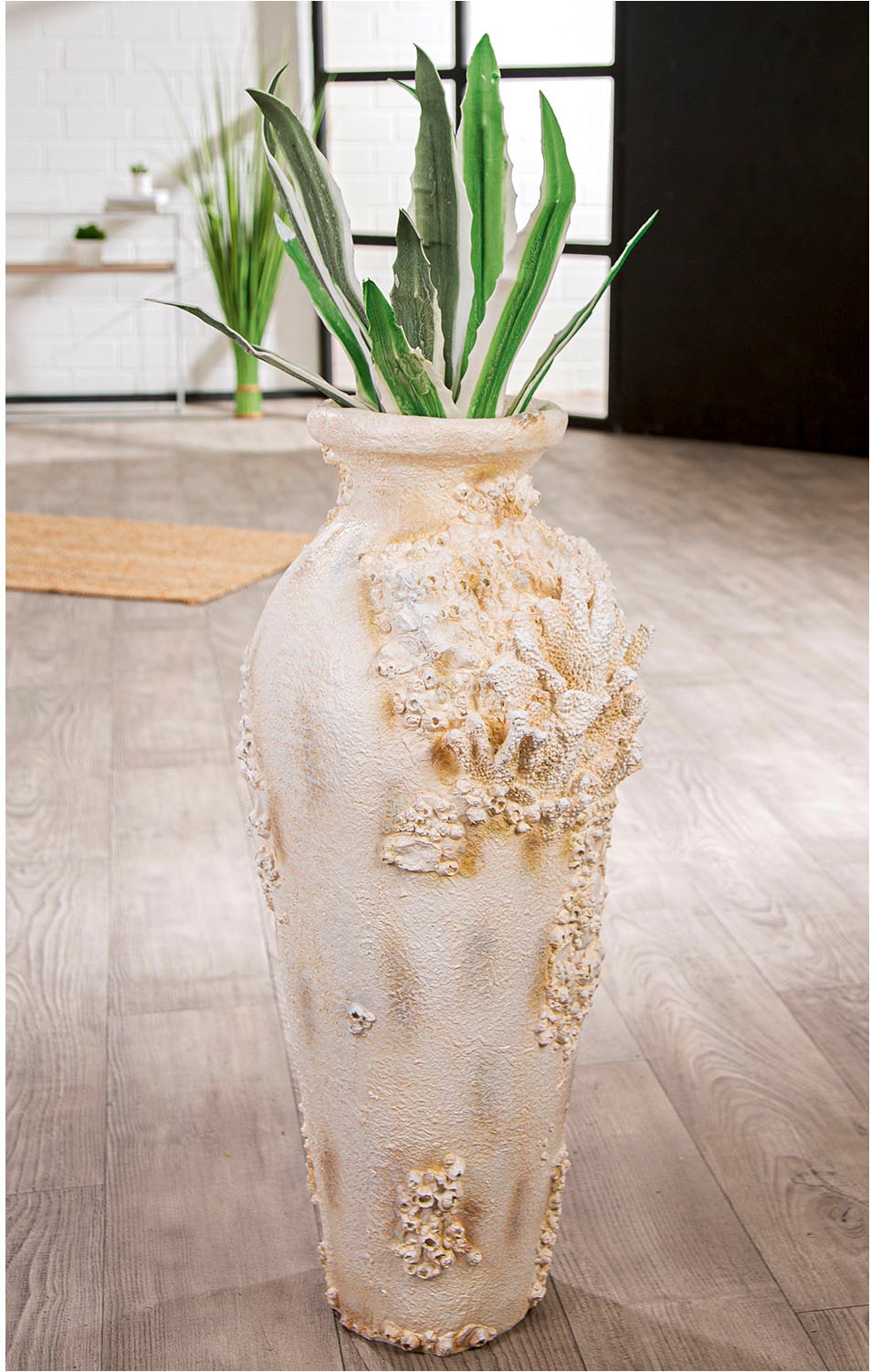 GILDE Bodenvase »Bodenvase Amphora Seychelles weiß H. 80,5 cm«