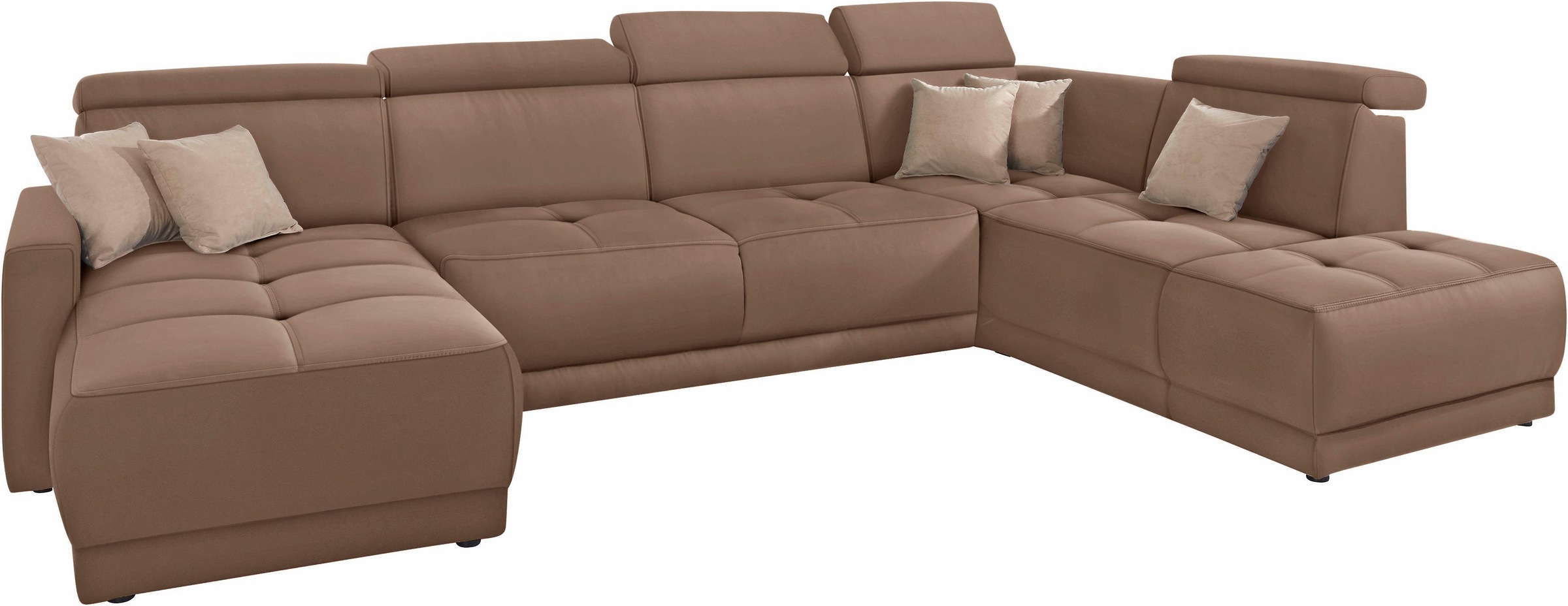 DOMO collection Wohnlandschaft »Ava moderne Sitzheftung mit toller Doppelnaht, komfortabel, U-Form«, mit Federkern, wahlweise mit Kopfteilverstellungen