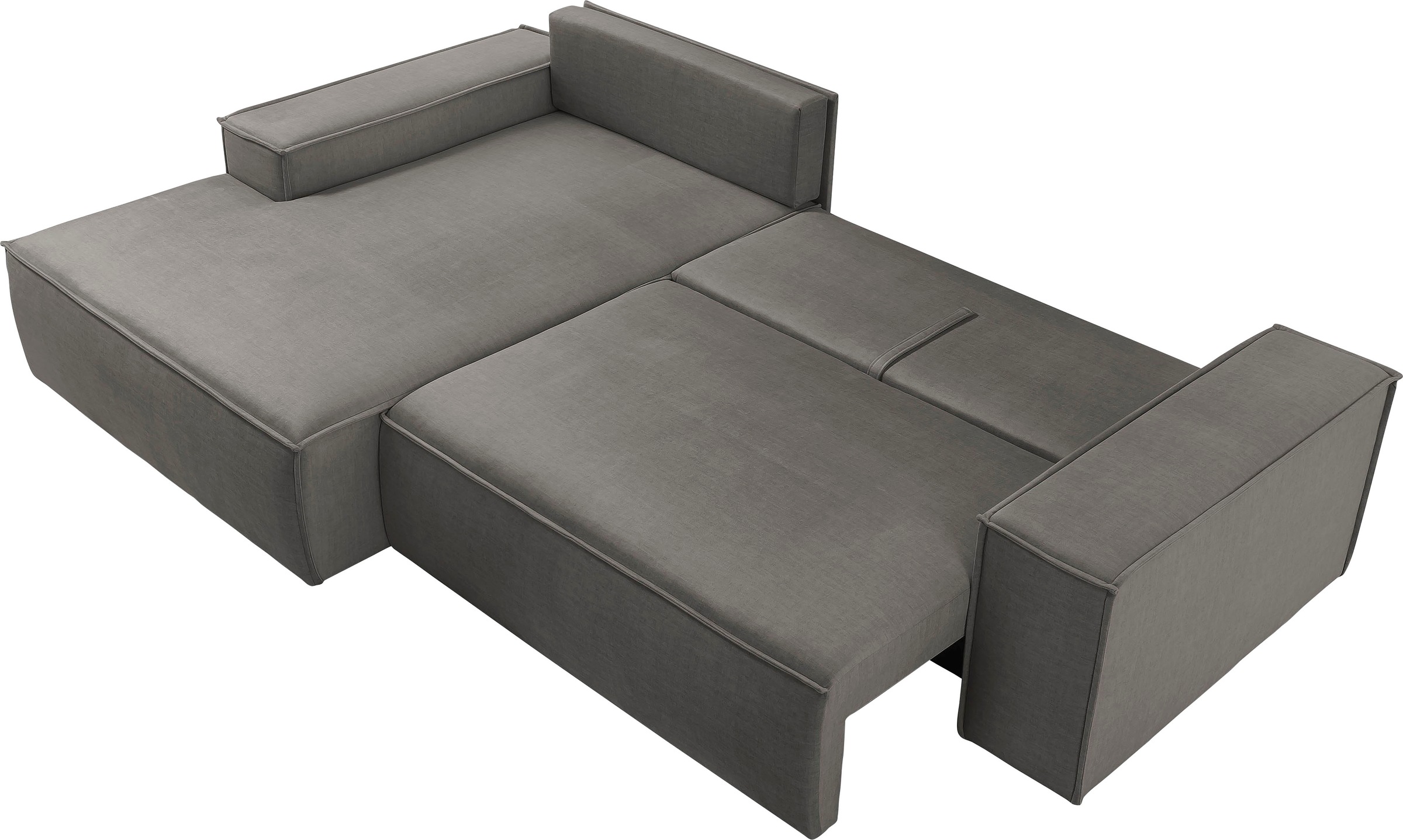 Home affaire Ecksofa SHERWOOD Schlafsofa 267 cm, L-Form, Schlaffunktion mit Bettkasten (210x136 cm), Cord, Vintage, Samtvelours