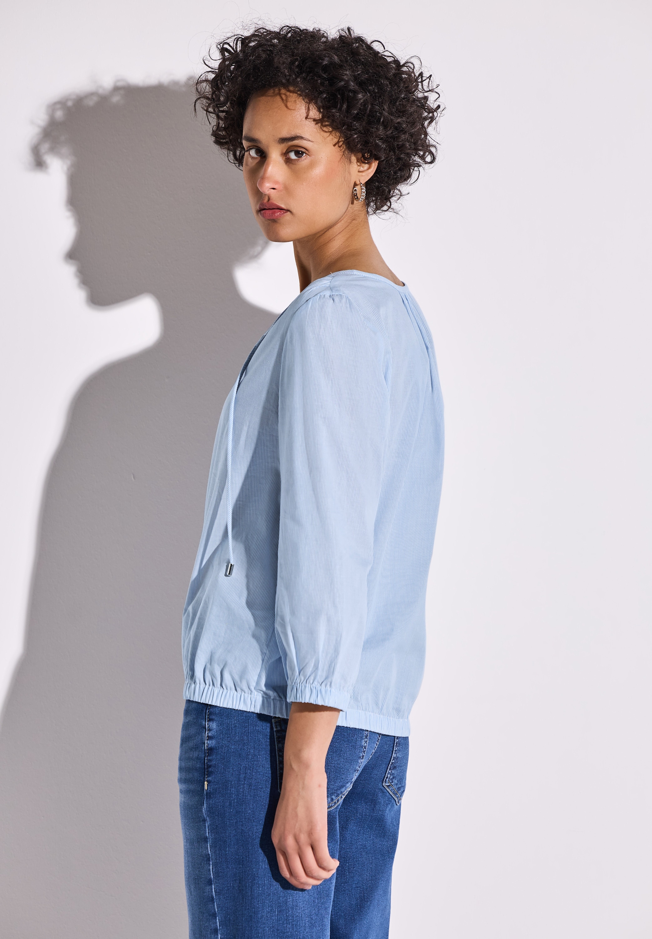 STREET ONE Shirtbluse, mit geschlitztem Ausschnitt mit Kordeln