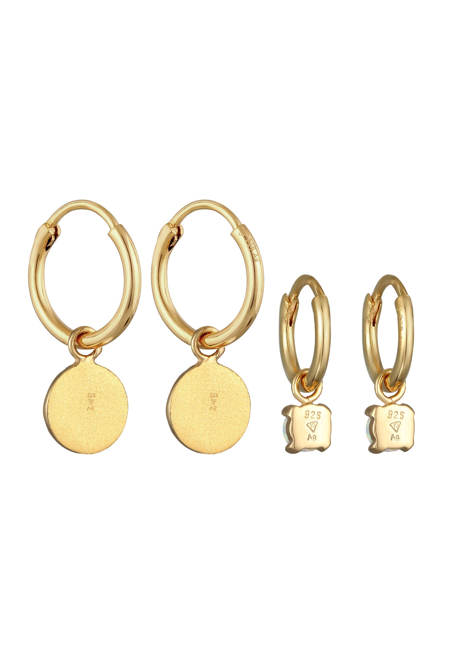 Elli Ohrstecker-Set »Ohrringe Creolen Plättchen Opal Edelstein 2er Set 925 Silber«