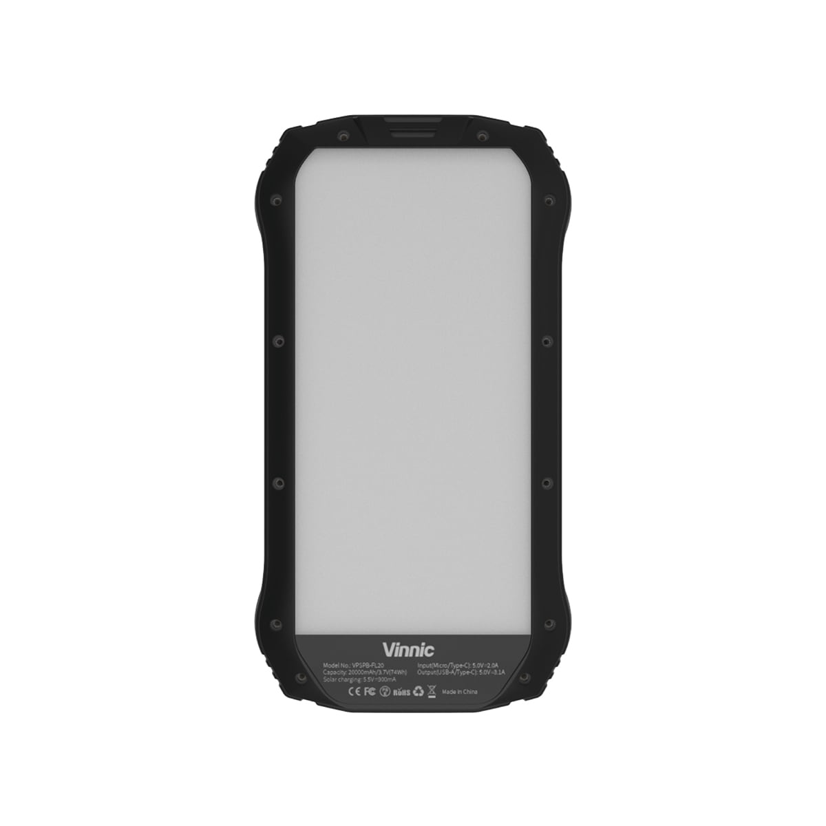 Vinnic Powerbank »SACA PEAK Solar Powerbank 20.000mAh IP65 1xUSB-C, 2xUSB-A«, Vinnic SACA PEAK Solar Powerbank 20.000mAh IP65 1xC 2xA,black